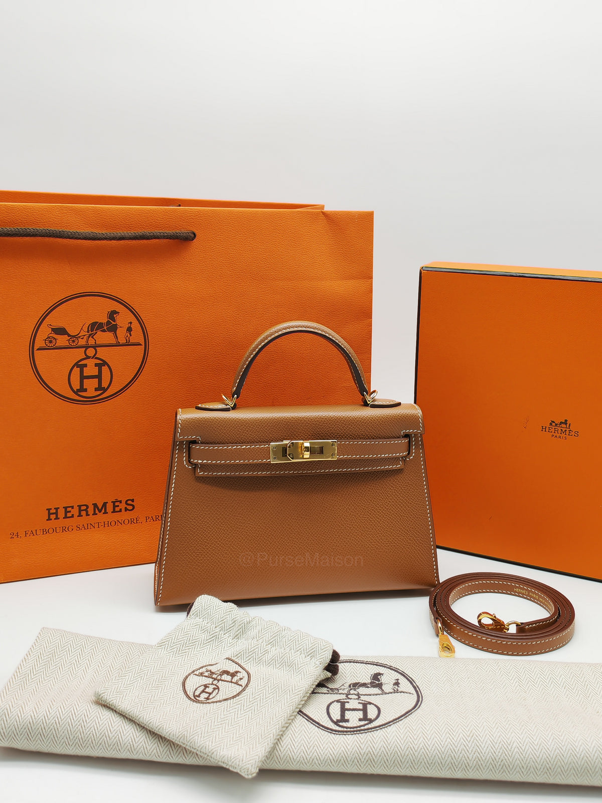 Hermes Mini Kelly II Gold in Epsom Leather and Gold Hardware Stamp D (2019) | Purse Maison Luxury Bags Shop