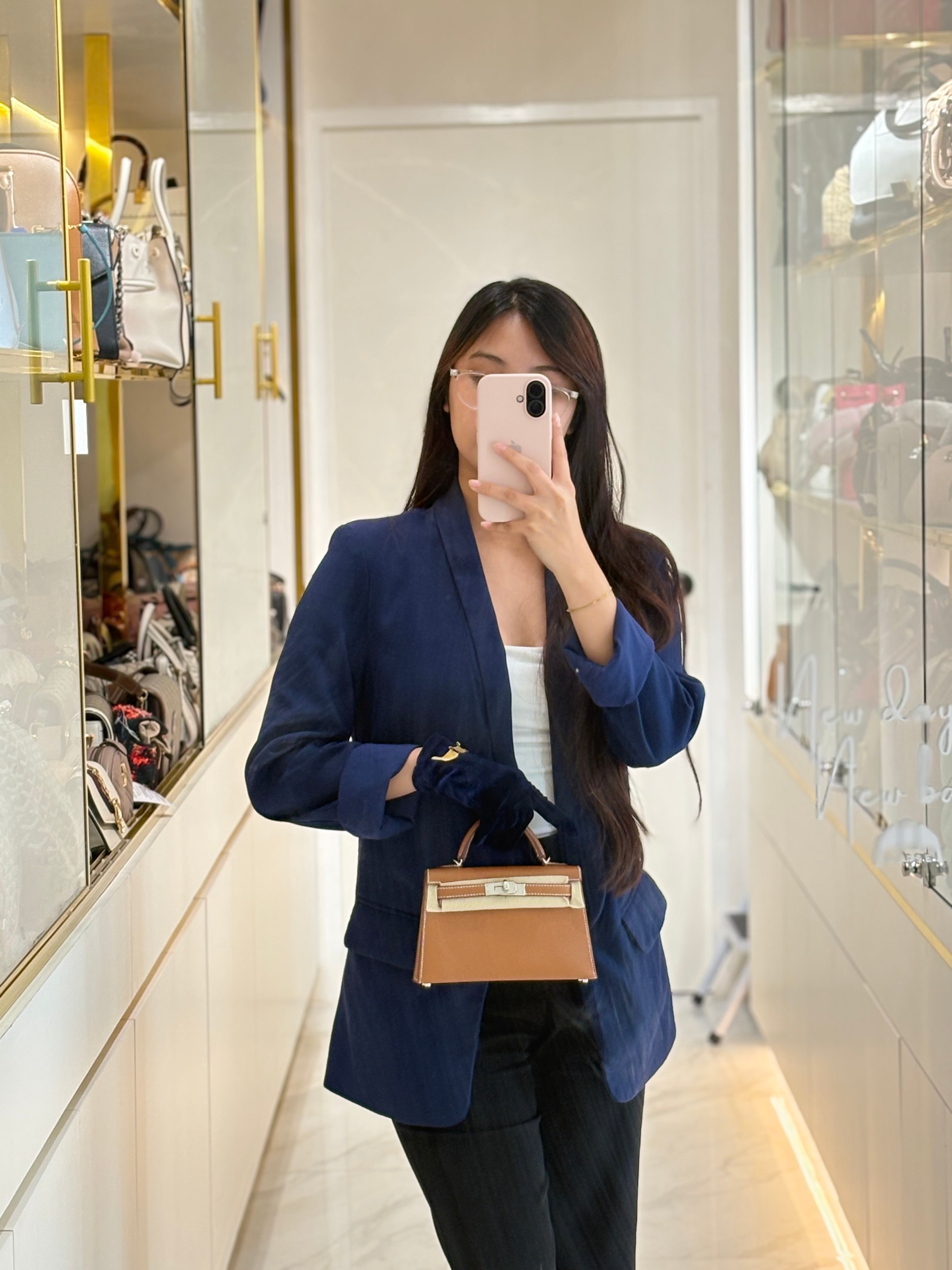 Mini Kelly in Gold Epsom Leather Palladium Hardware Stamp K(2025) | Purse Maison Luxury Bags Shop