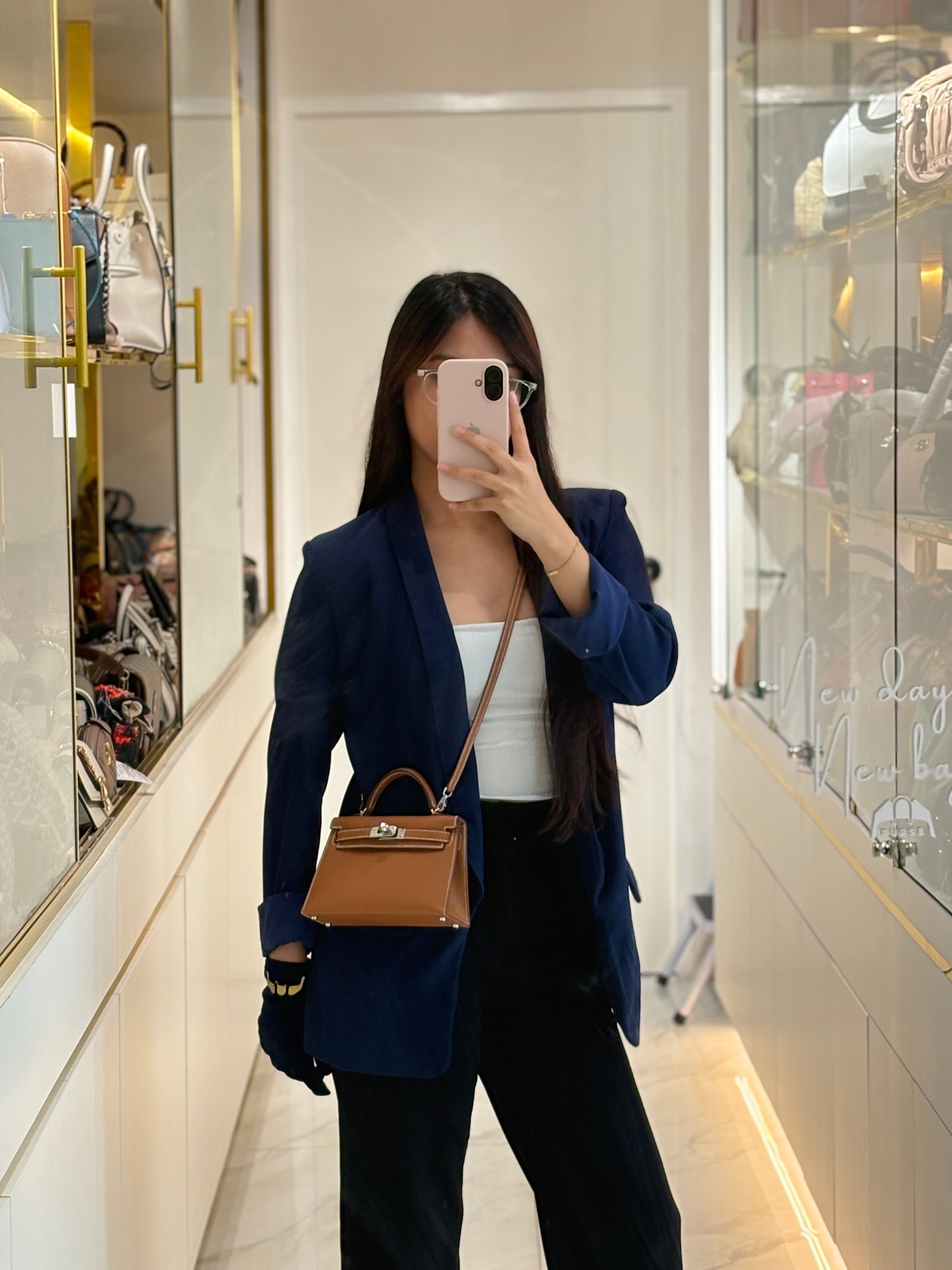 Mini Kelly in Gold Epsom Leather Palladium Hardware Stamp K(2025) | Purse Maison Luxury Bags Shop