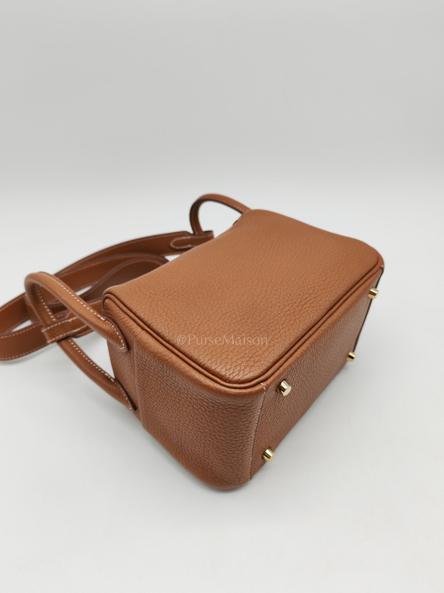 Hermes Mini Lindy Gold Clemence Leather and Gold Hardware Stamp U (2022) | Purse Maison Luxury Bags Shop