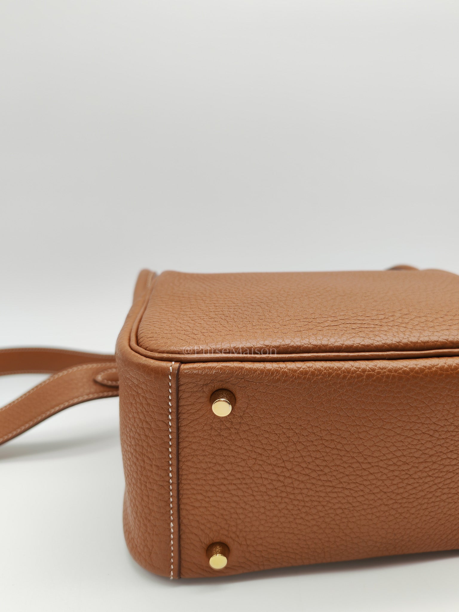 Hermes Mini Lindy Gold Clemence Leather and Gold Hardware Stamp U (2022) | Purse Maison Luxury Bags Shop