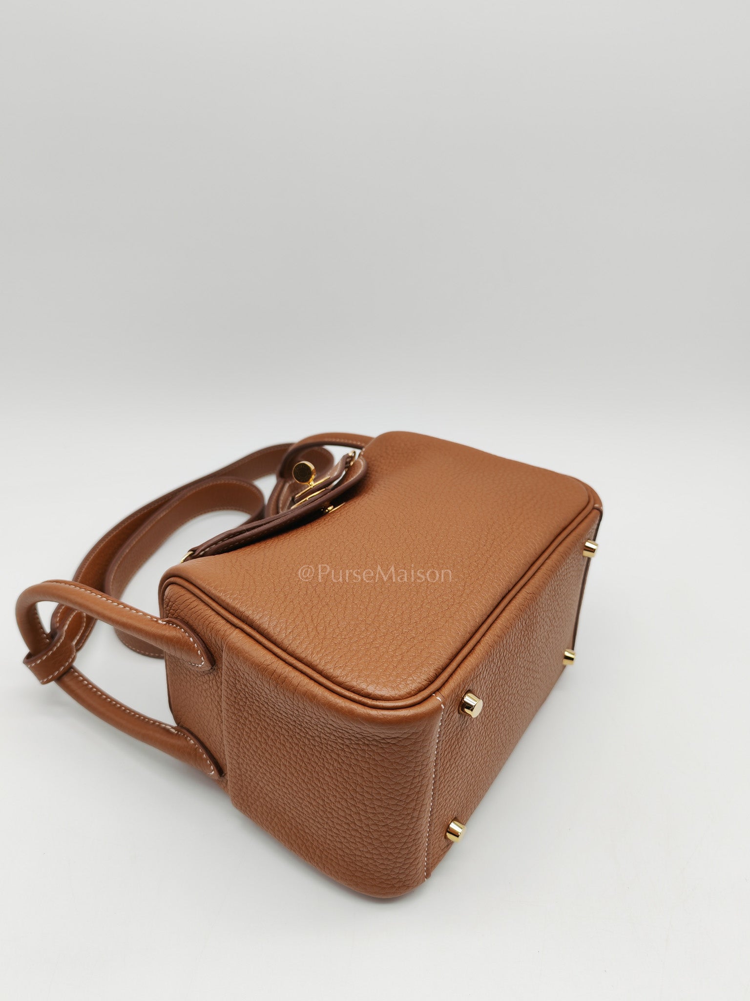 Hermes Mini Lindy Gold Clemence Leather and Gold Hardware Stamp U (2022) | Purse Maison Luxury Bags Shop
