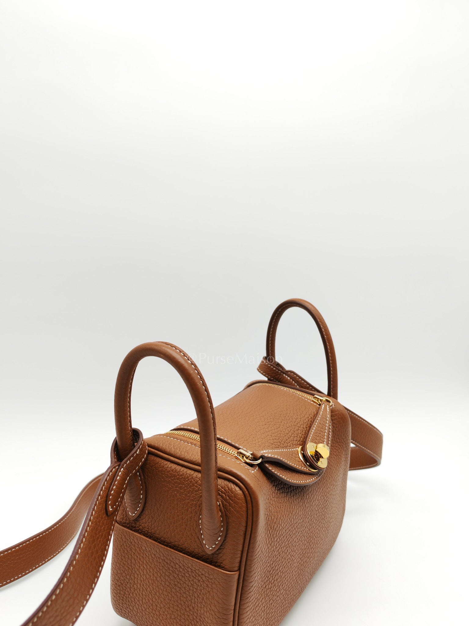 Hermes Mini Lindy Gold Clemence Leather and Gold Hardware Stamp U (2022) | Purse Maison Luxury Bags Shop