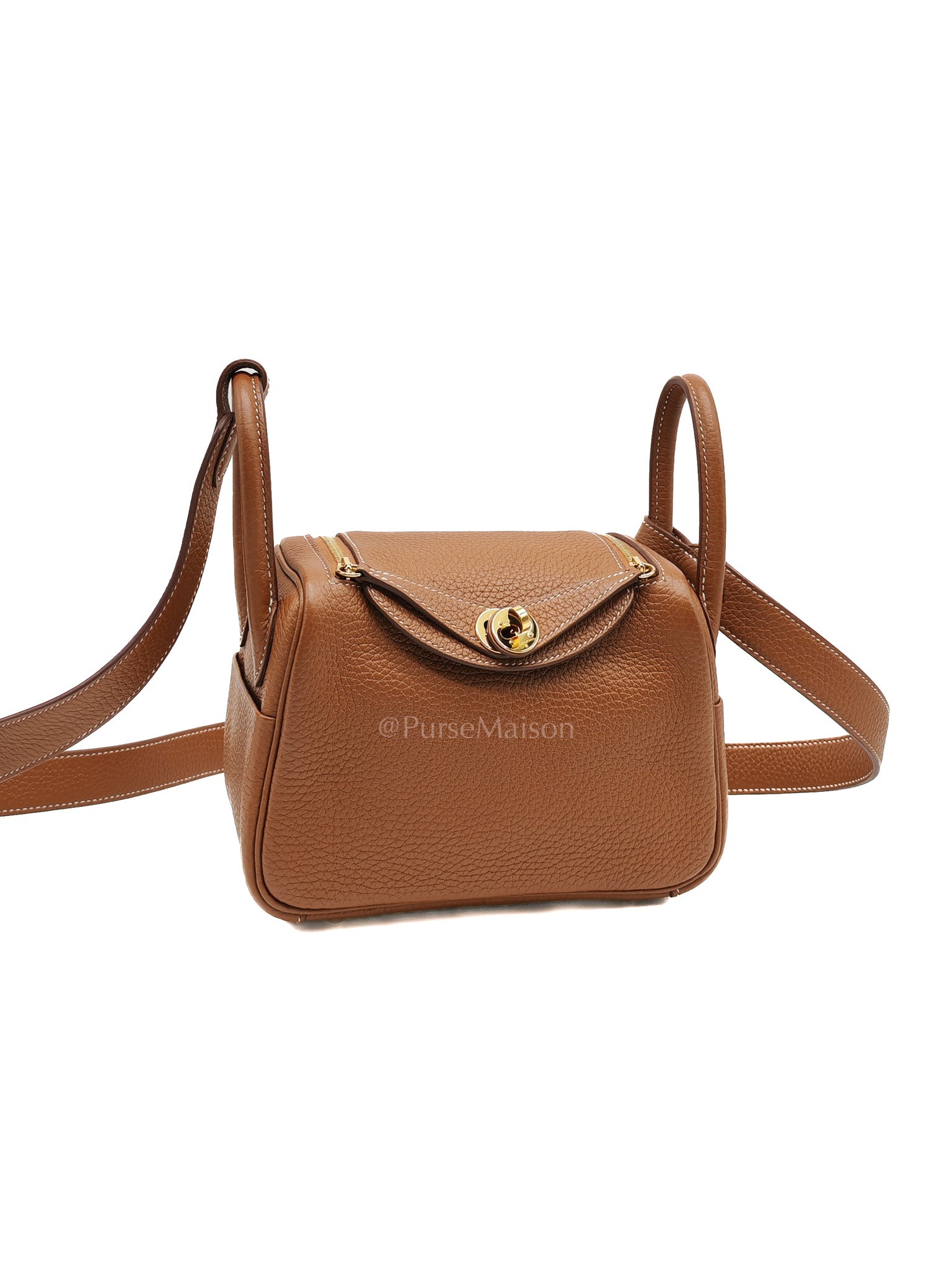 Hermes Mini Lindy Gold Clemence Leather and Gold Hardware Stamp U (2022) | Purse Maison Luxury Bags Shop