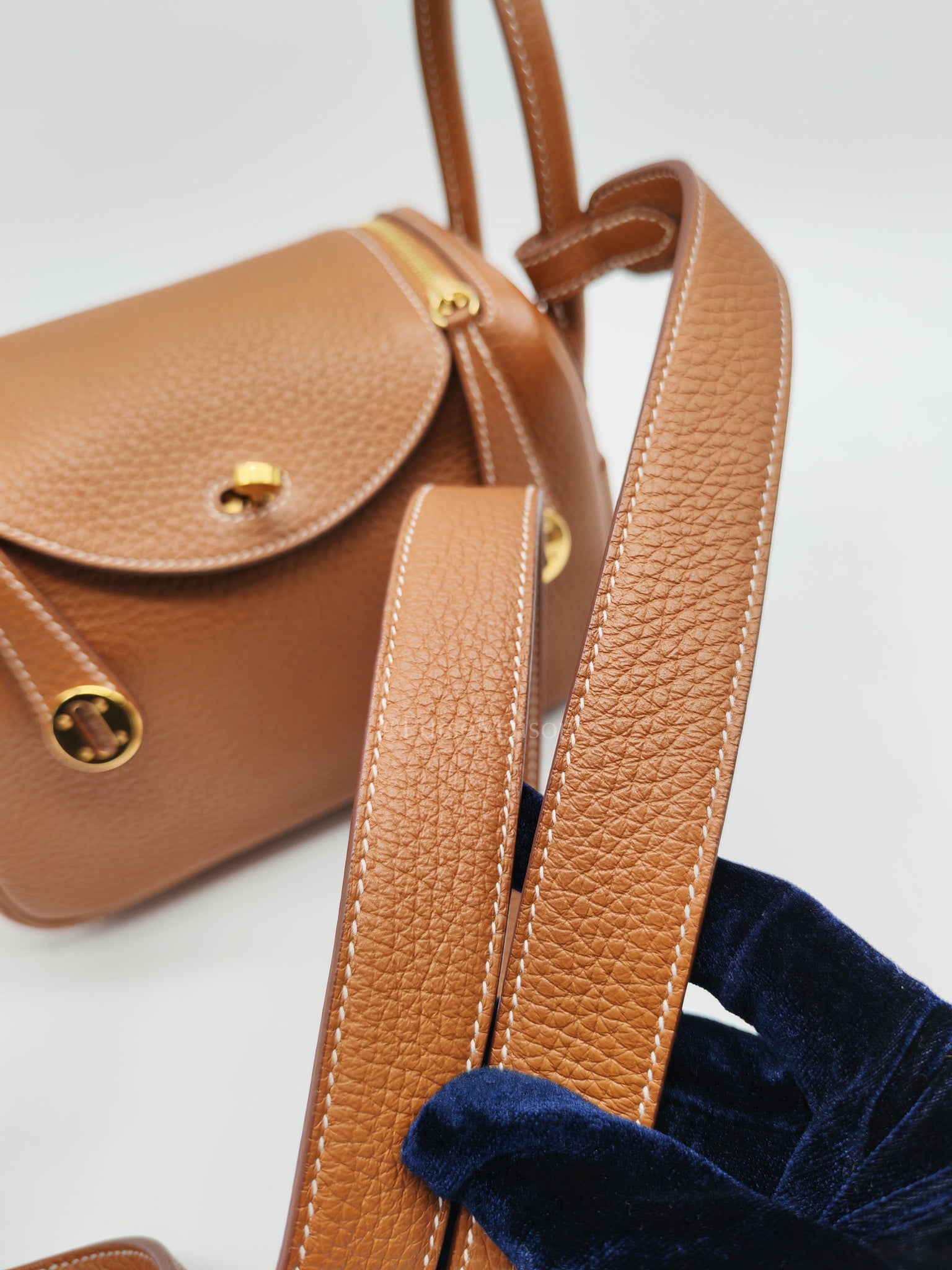 Hermes Mini Lindy Gold Clemence Leather and Gold Hardware Stamp U (2022) | Purse Maison Luxury Bags Shop