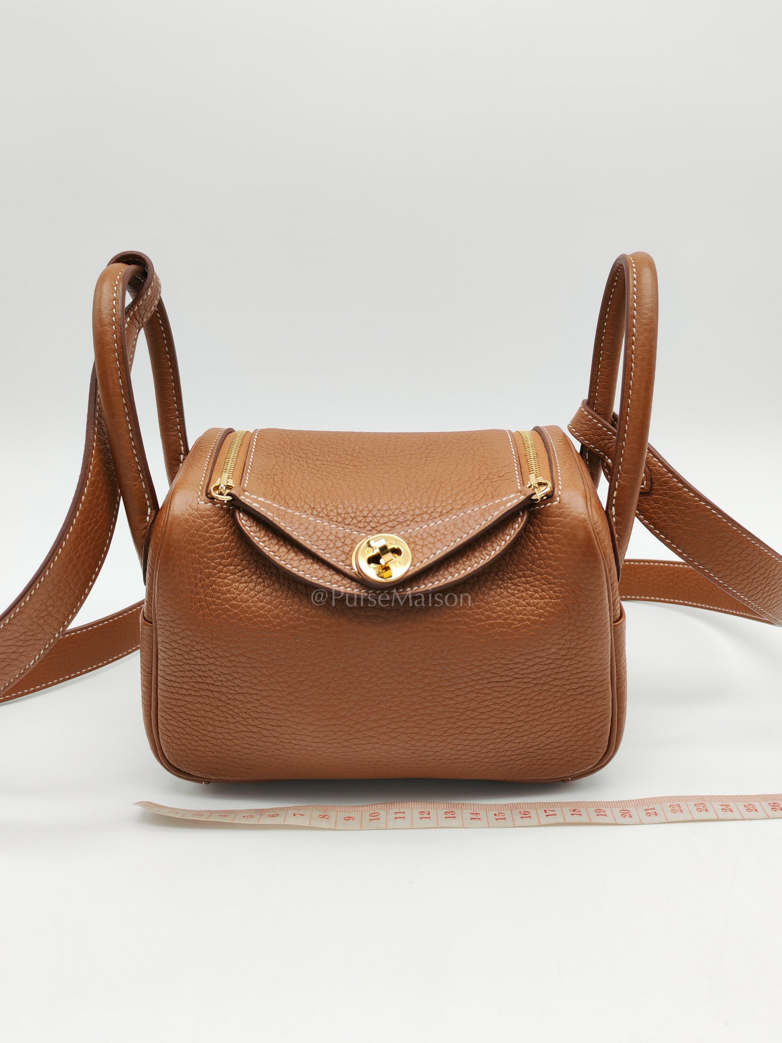 Hermes Mini Lindy Gold Clemence Leather and Gold Hardware Stamp U (2022) | Purse Maison Luxury Bags Shop