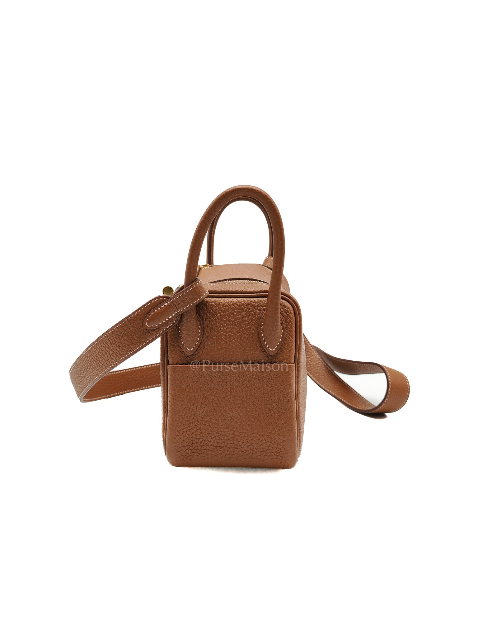 Hermes Mini Lindy Gold Clemence Leather and Gold Hardware Stamp U (2022) | Purse Maison Luxury Bags Shop