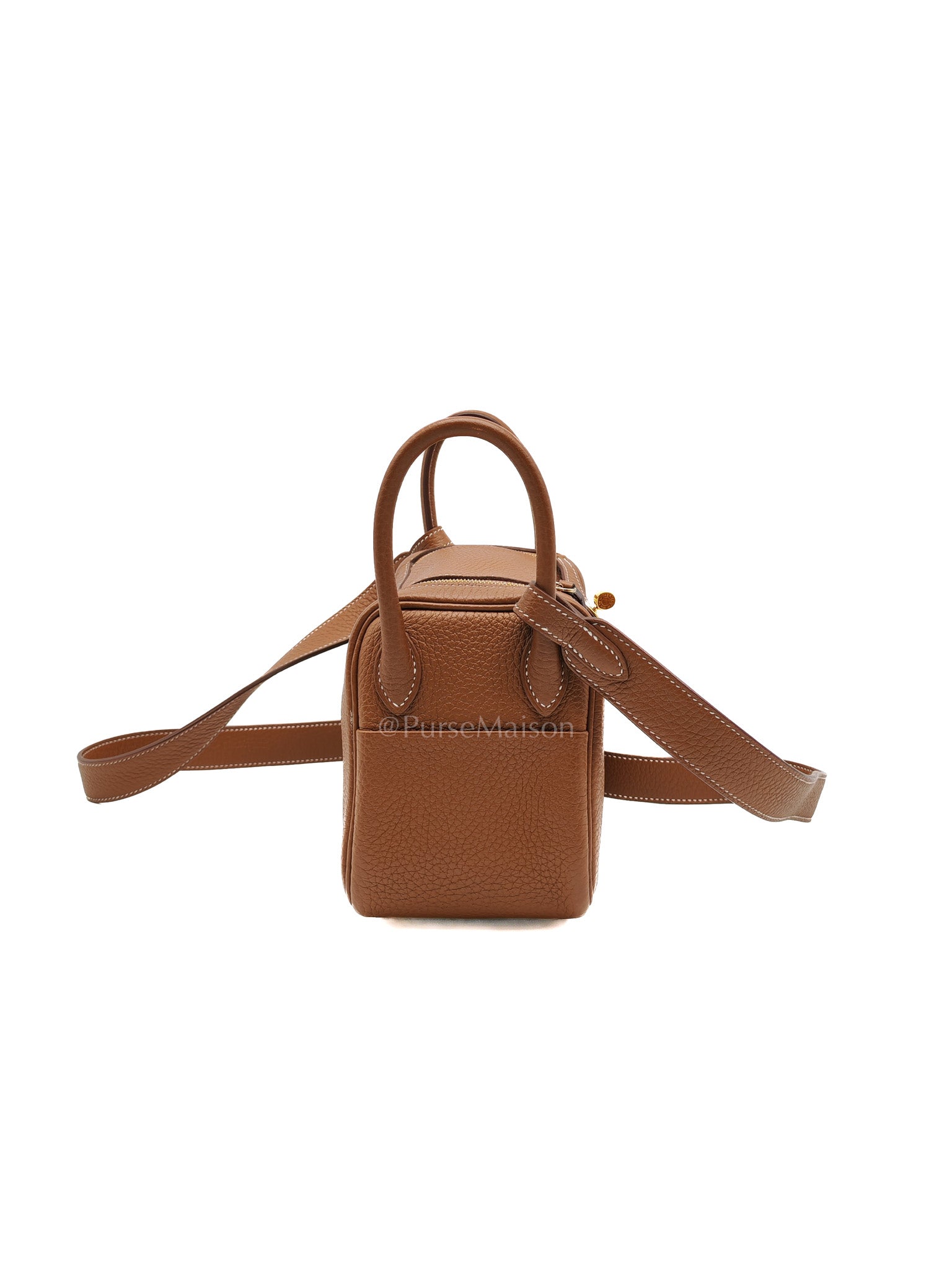 Hermes Mini Lindy Gold Clemence Leather and Gold Hardware Stamp U (2022) | Purse Maison Luxury Bags Shop