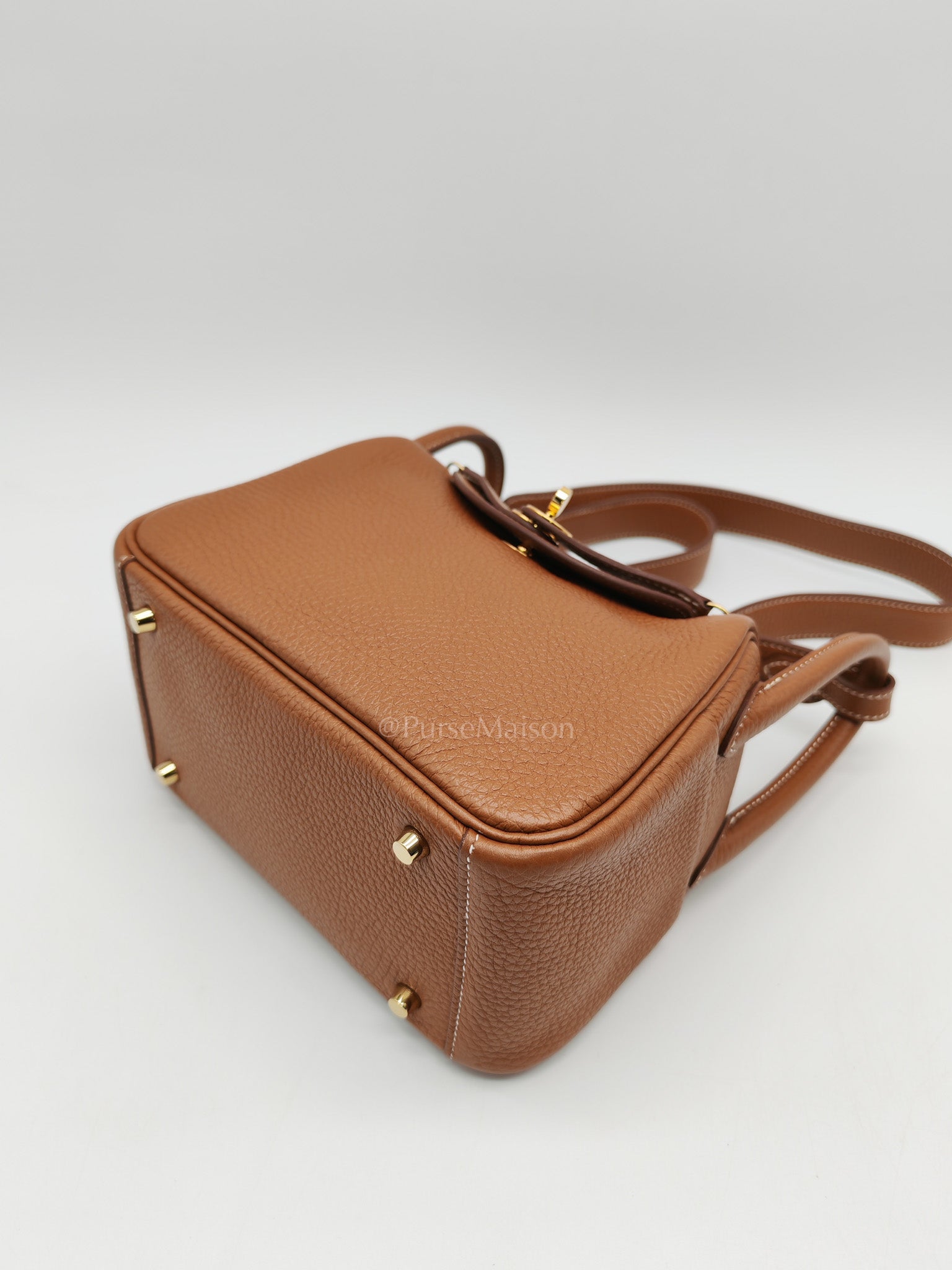 Hermes Mini Lindy Gold Clemence Leather and Gold Hardware Stamp U (2022) | Purse Maison Luxury Bags Shop