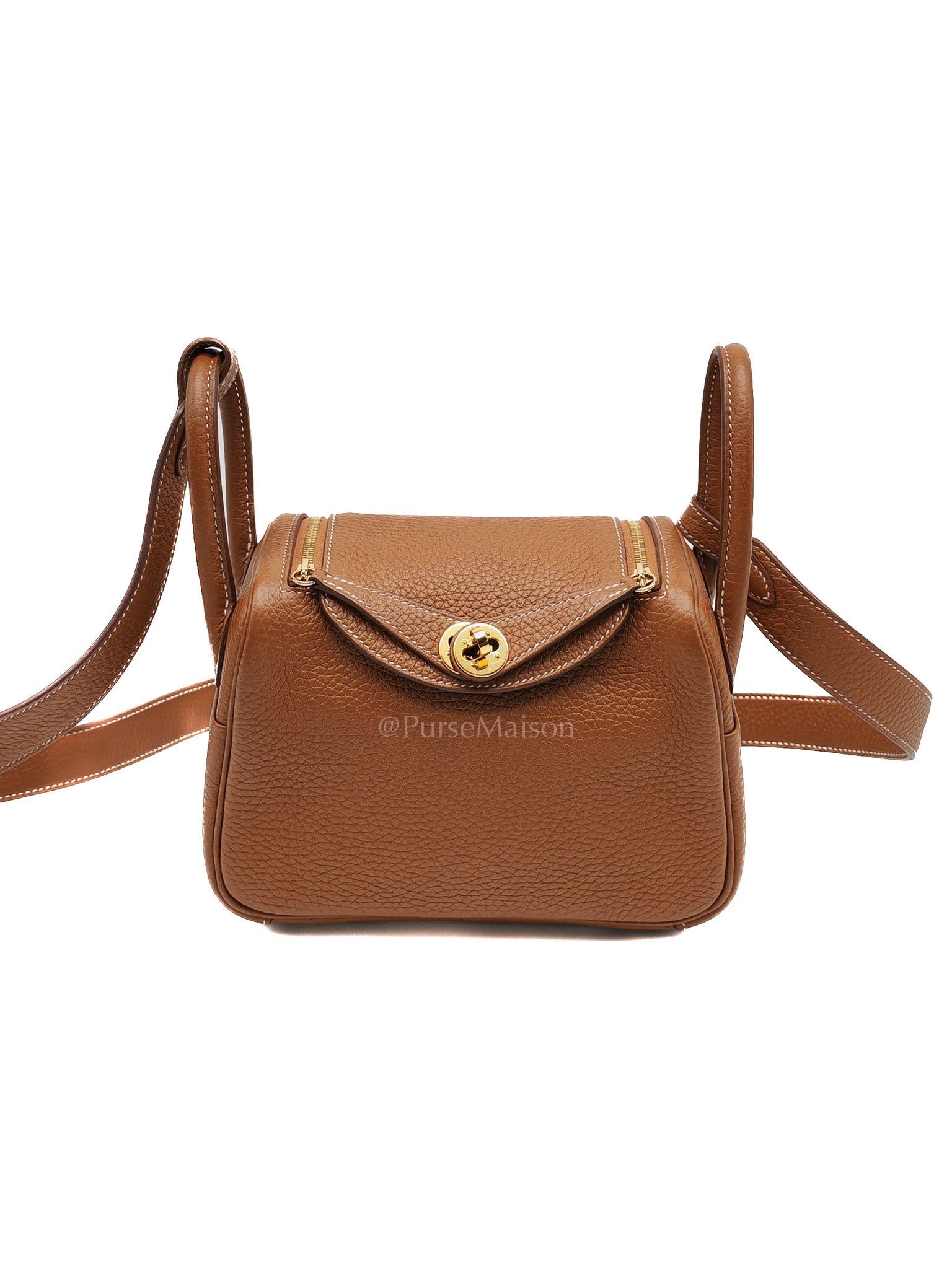 Hermes Mini Lindy Gold Clemence Leather and Gold Hardware Stamp U (2022) | Purse Maison Luxury Bags Shop