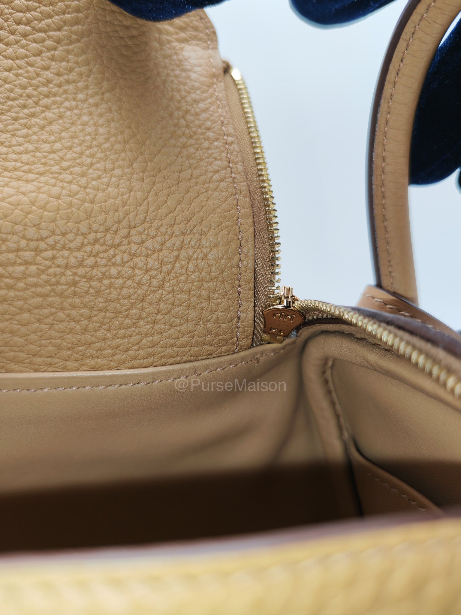 Hermes Mini Lindy in Buiscuit Clemence Leather Gold Hardware Stamp U(2022) | Purse Maison Luxury Bags Shop