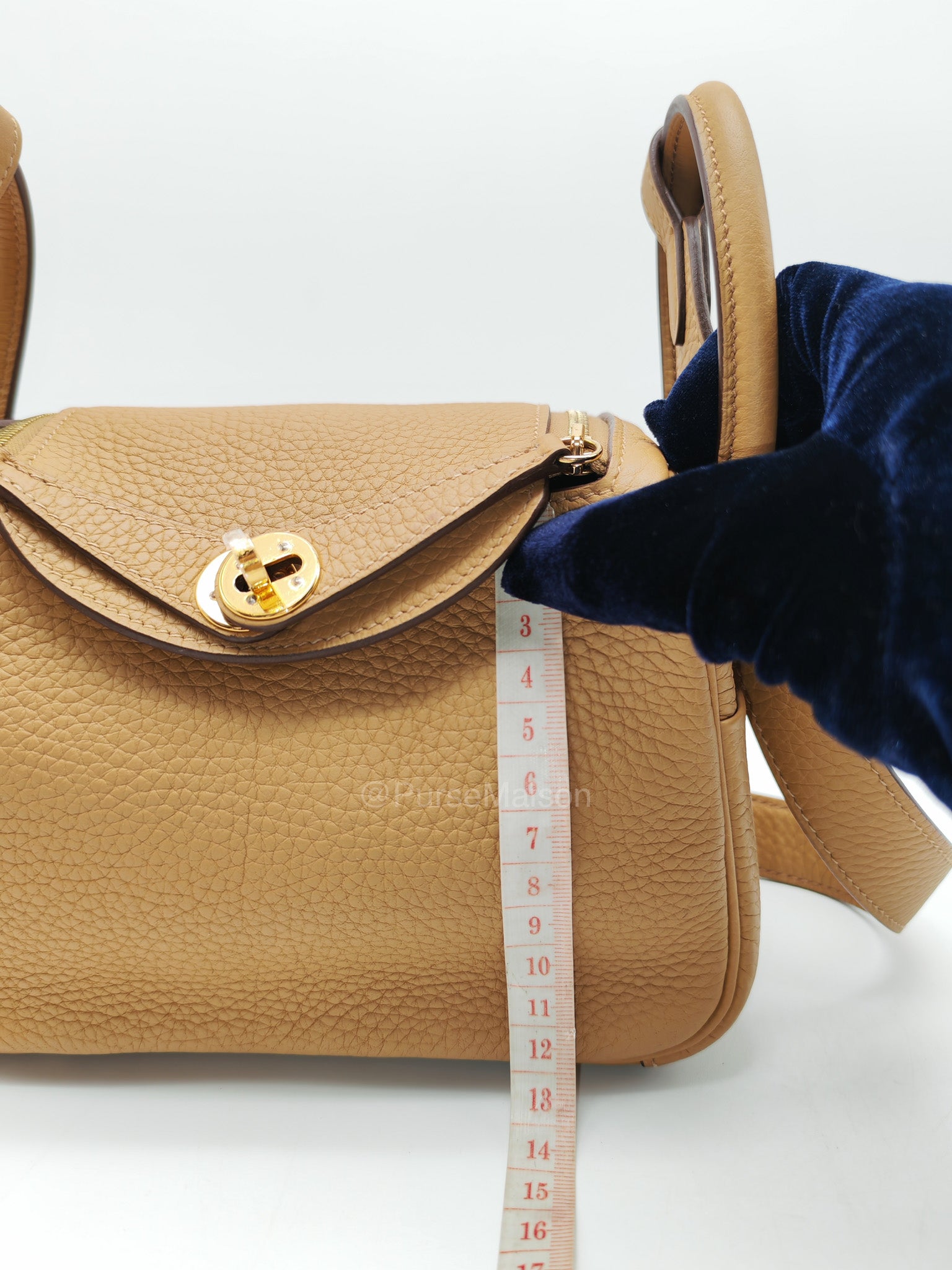 Hermes Mini Lindy in Buiscuit Clemence Leather Gold Hardware Stamp U(2022) | Purse Maison Luxury Bags Shop