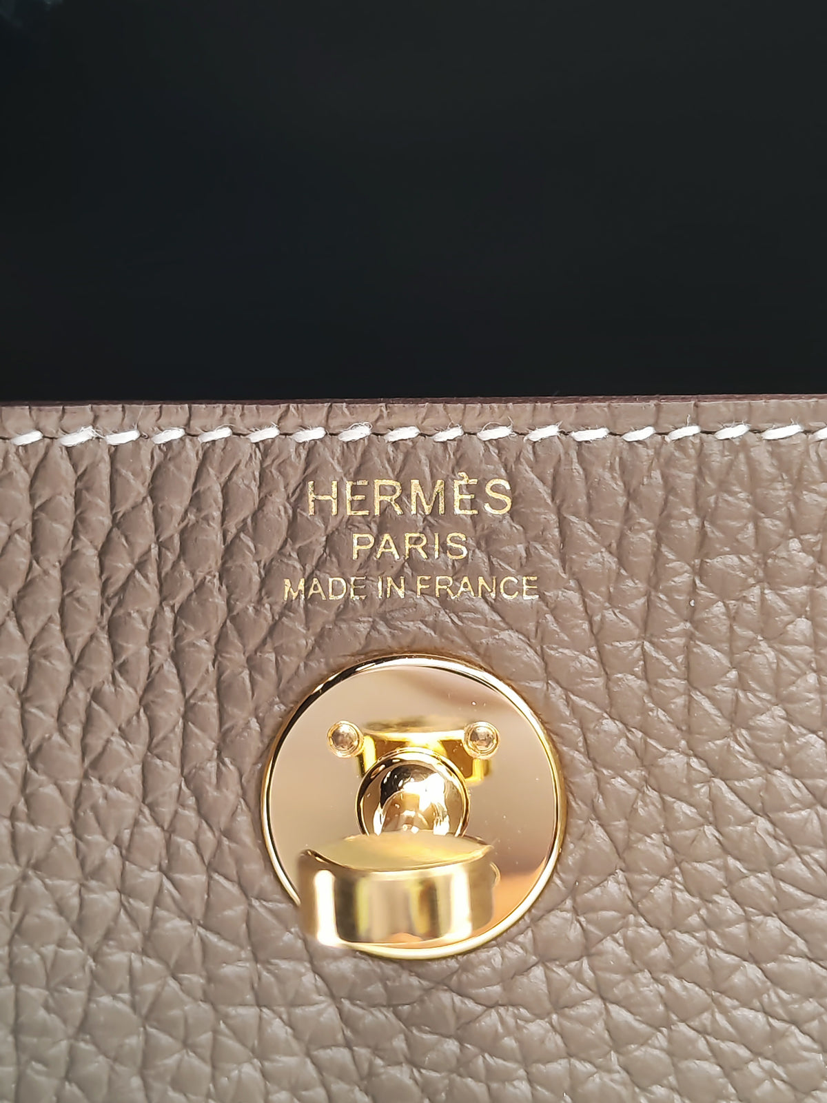 Hermes Mini Lindy in Etoupe Clemence Leather Gold Hardware Stamp U (2022) | Purse Maison Luxury Bags Shop