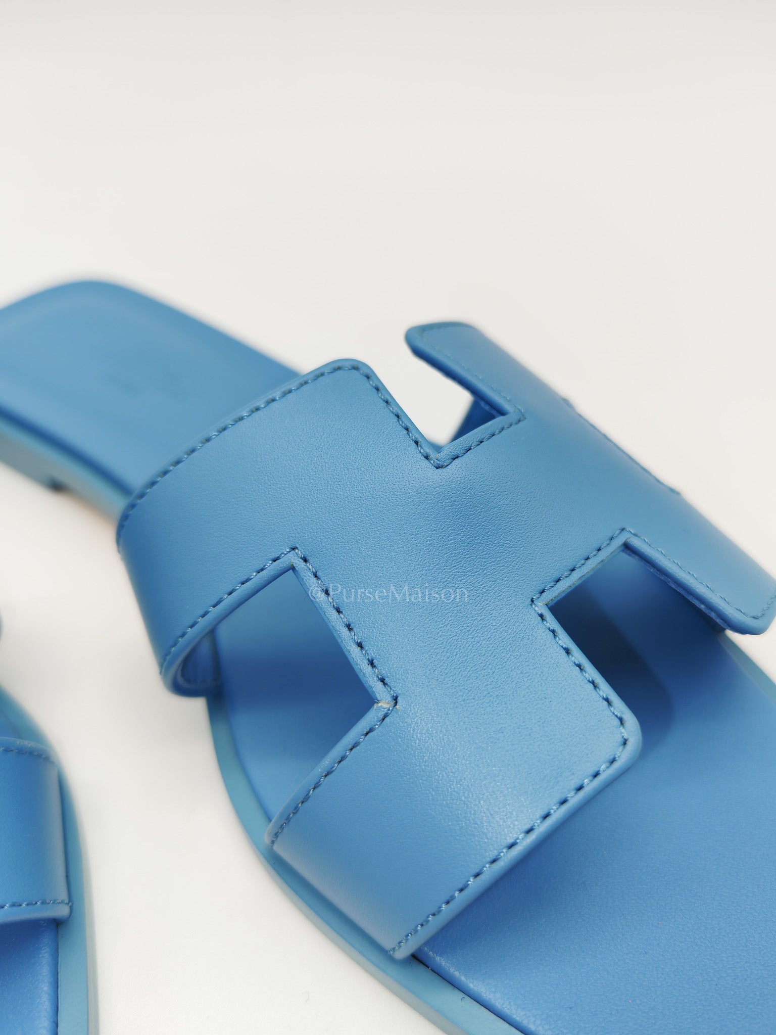 Hermes Oran Light Blue Swift Leather Sandals Size 36.5EU (23.5cm) | Purse Maison Luxury Bags Shop