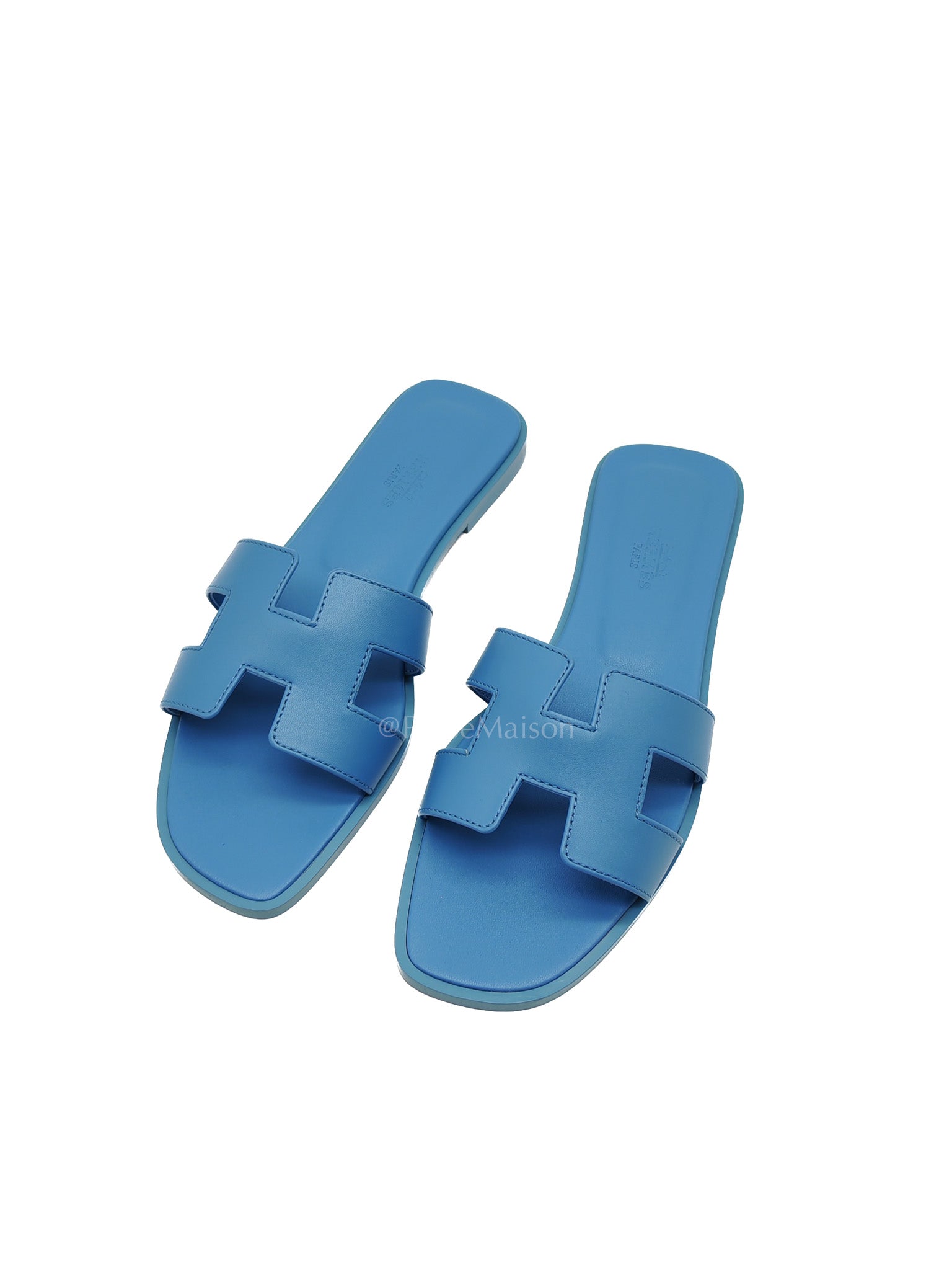 Hermes Oran Light Blue Swift Leather Sandals Size 36.5EU (23.5cm) | Purse Maison Luxury Bags Shop