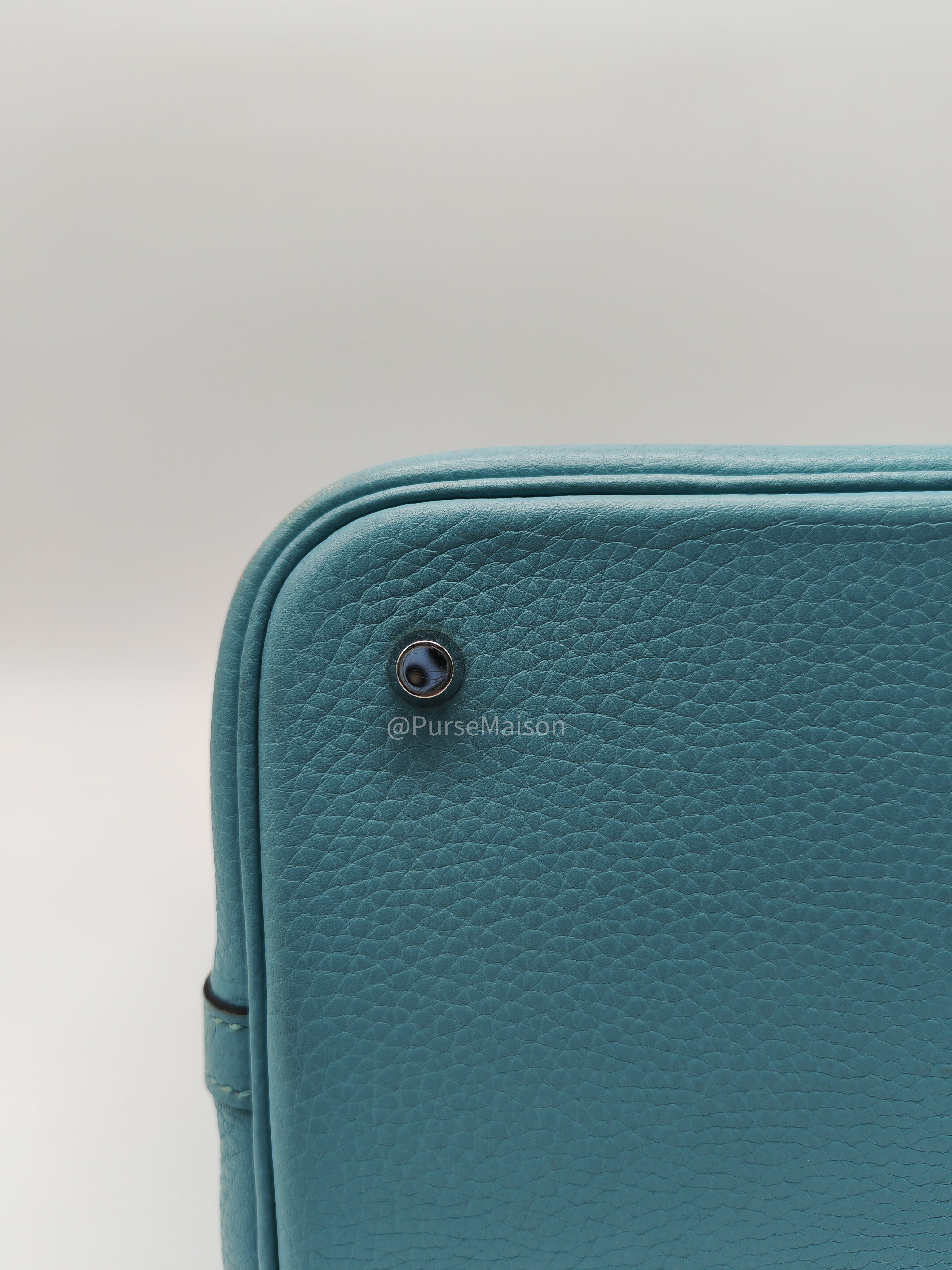 Hermes Picotin 22 Blue Atoll Taurillon Clemence Leather and Palladium Hardware Stamp A (2017) | Purse Maison Luxury Bags Shop