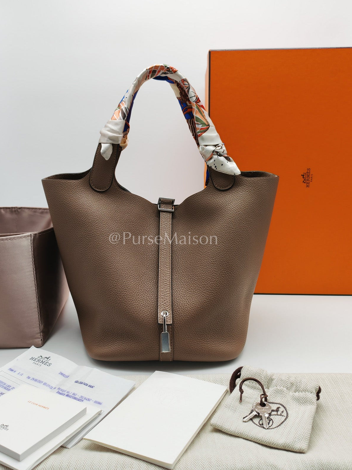 Hermes Picotin 22 in Taurillon Maurice Do Beige De Wei and Palladium Hardware Stamp D (2019) | Purse Maison Luxury Bags Shop