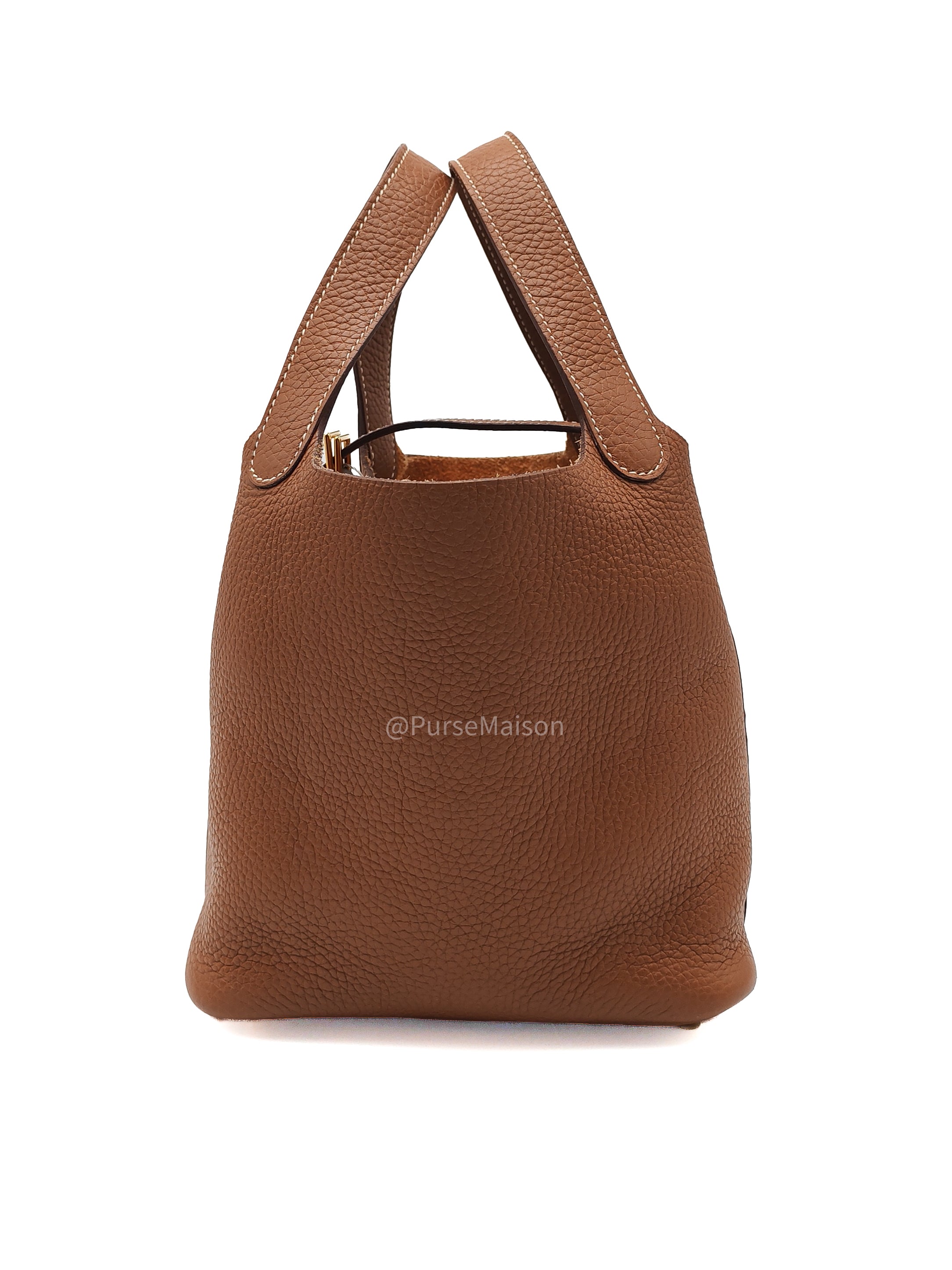 Hermes Picotin Lock 18 in Gold Clemence Leather and Gold Hardware Stamp Z(2021) | Purse Maison Luxury Bags Shop