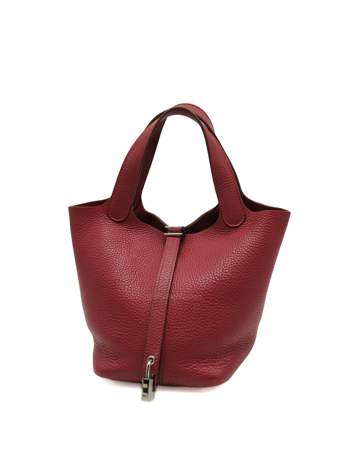 Hermes Picotin Lock 18 in Rouge H Taurillon Clemence Leather and Palladium Hardware Stamp Square O (2011) | Purse Maison Luxury Bags Shop