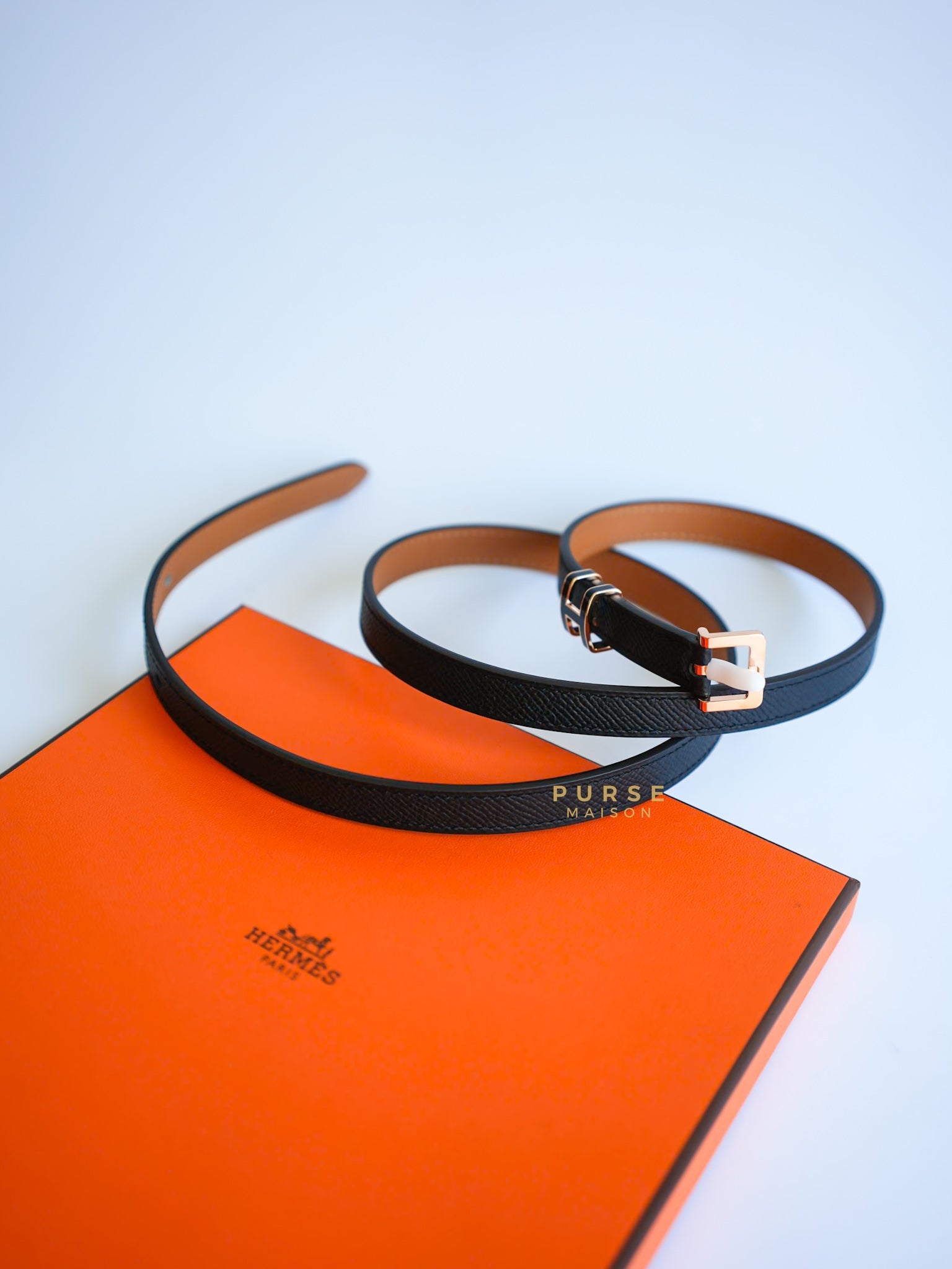 Hermes Pop H 15 Belt in Noir/Gold Size 85cm | Purse Maison Luxury Bags Shop