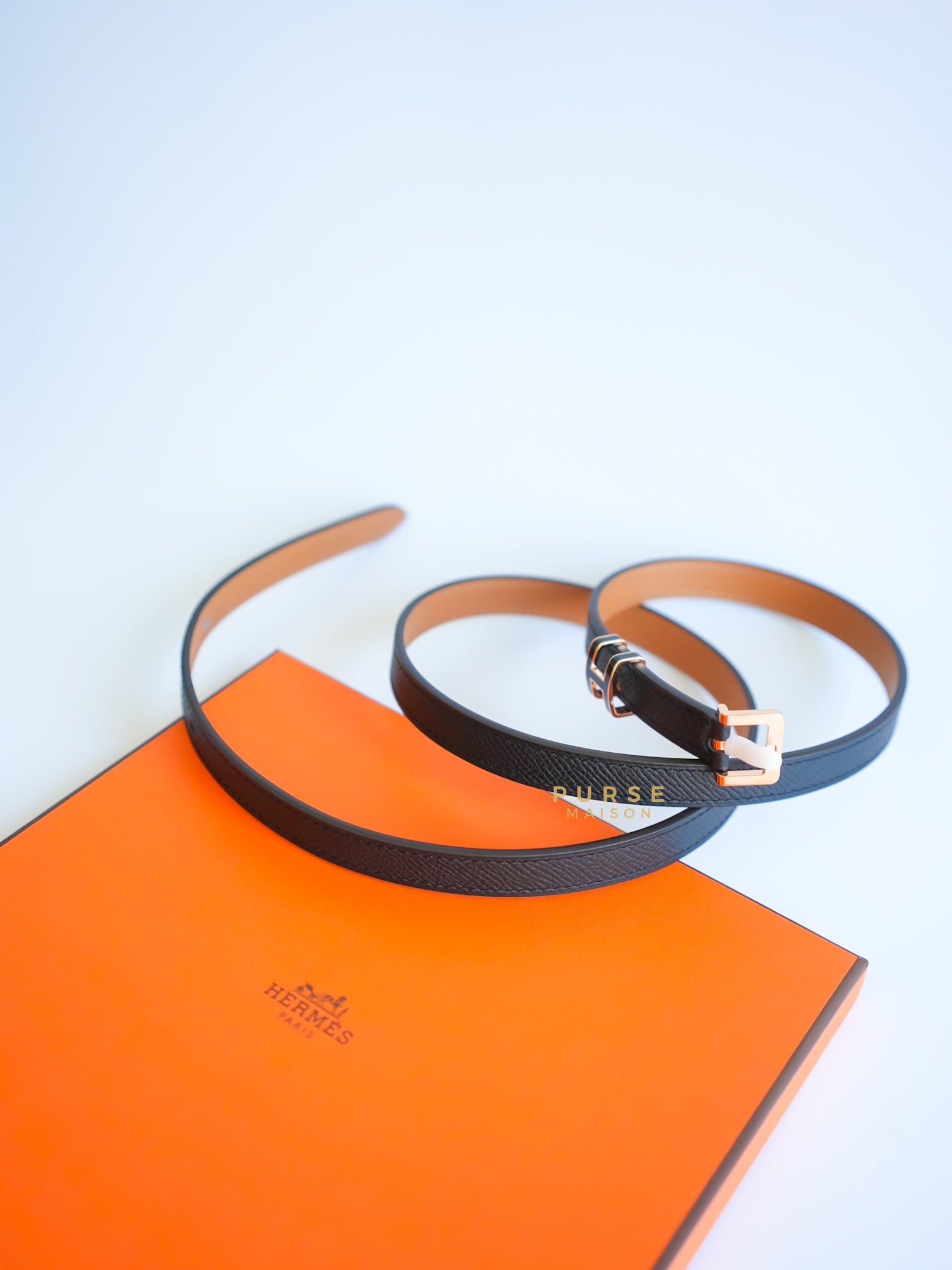 Hermes Pop H 15 Belt in Noir/Gold Size 85cm | Purse Maison Luxury Bags Shop