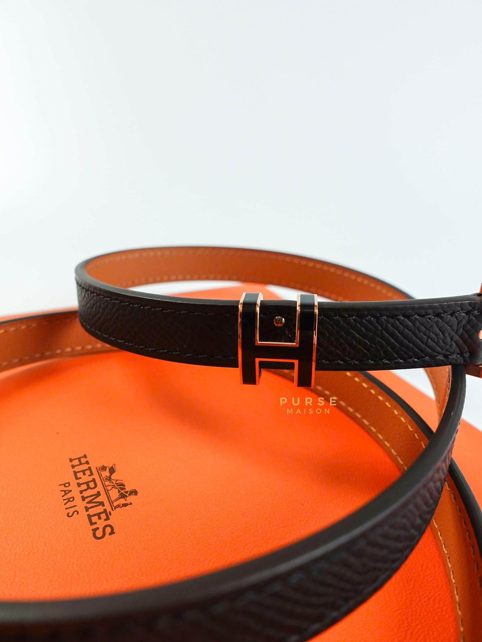 Hermes Pop H 15 Belt in Noir/Gold Size 85cm | Purse Maison Luxury Bags Shop