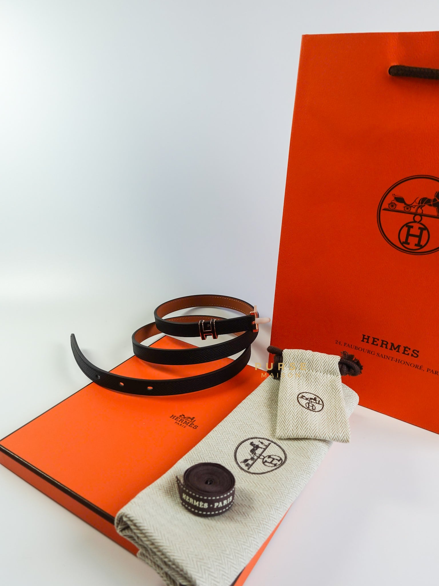 Hermes Pop H 15 Belt in Noir/Gold Size 85cm | Purse Maison Luxury Bags Shop