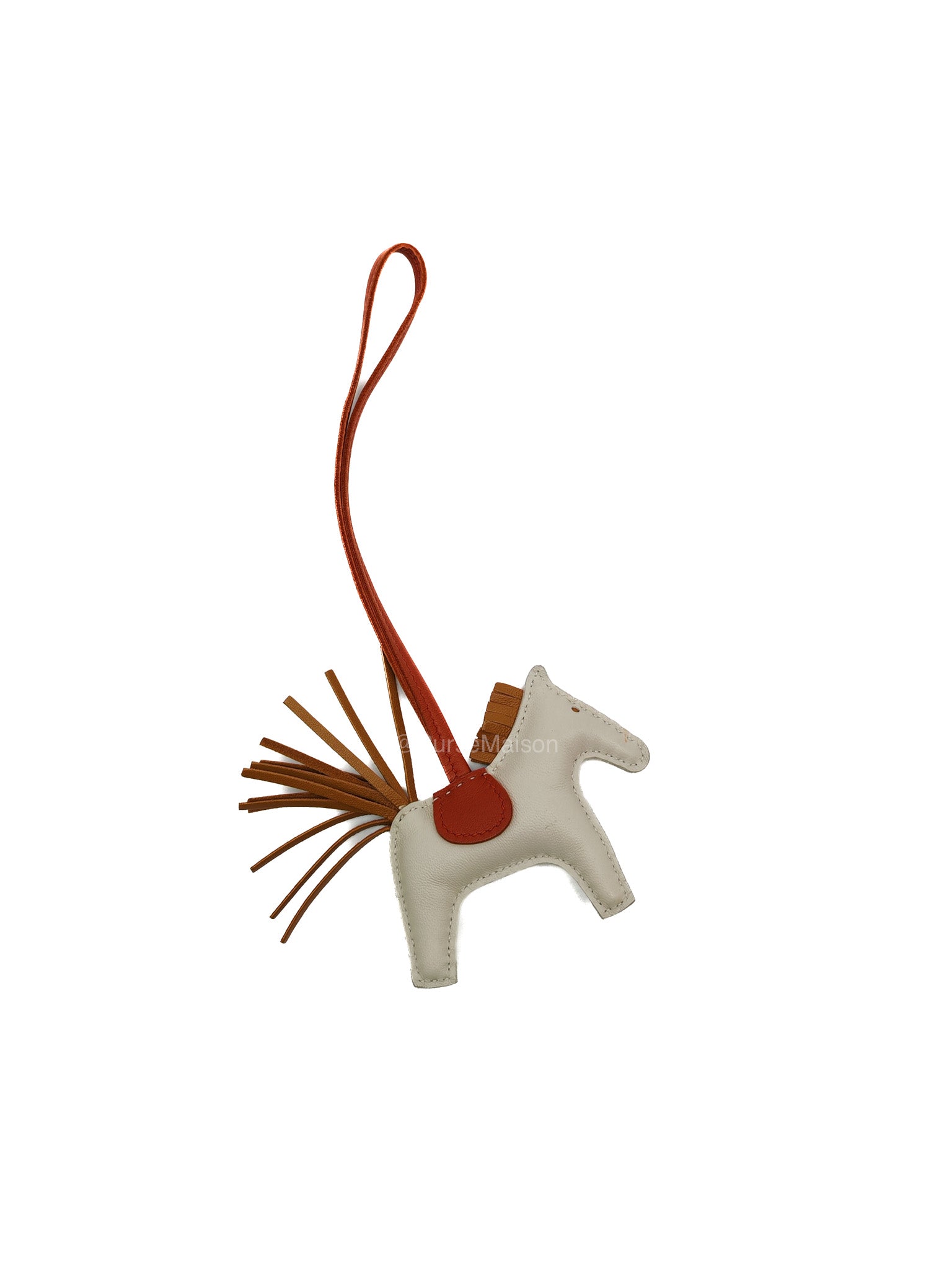 Hermes Rodeo Horse Bag Charm PM in Craie/Sesame/Cornaline Milo Lambskin Grigri Leather | Purse Maison Luxury Bags Shop
