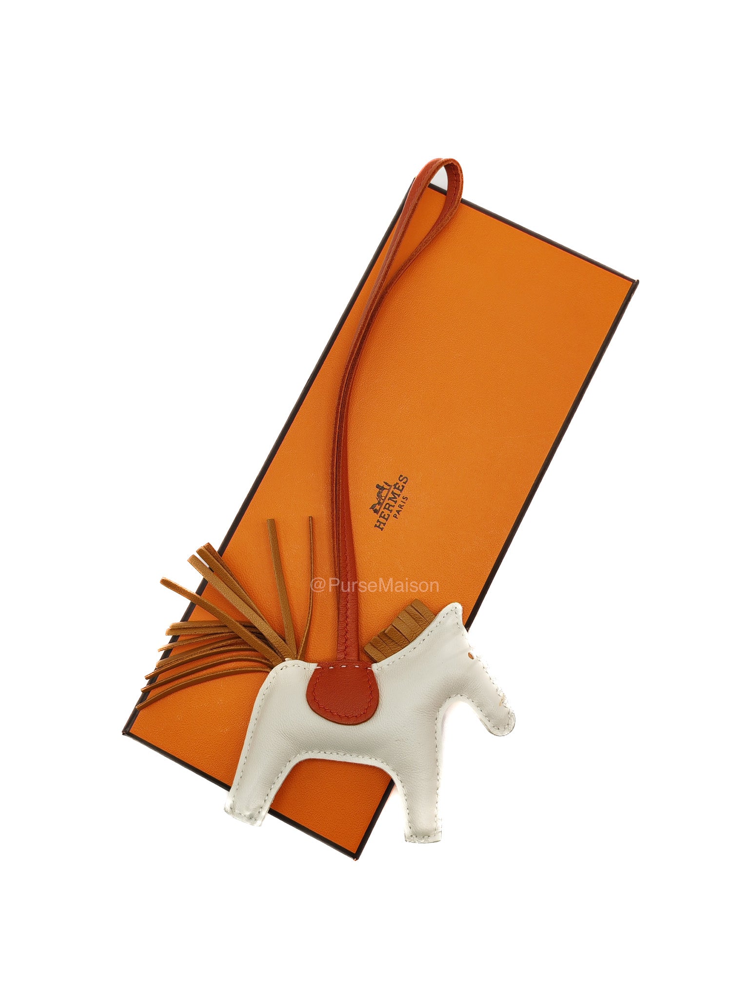 Hermes Rodeo Horse Bag Charm PM in Craie/Sesame/Cornaline Milo Lambskin Grigri Leather | Purse Maison Luxury Bags Shop