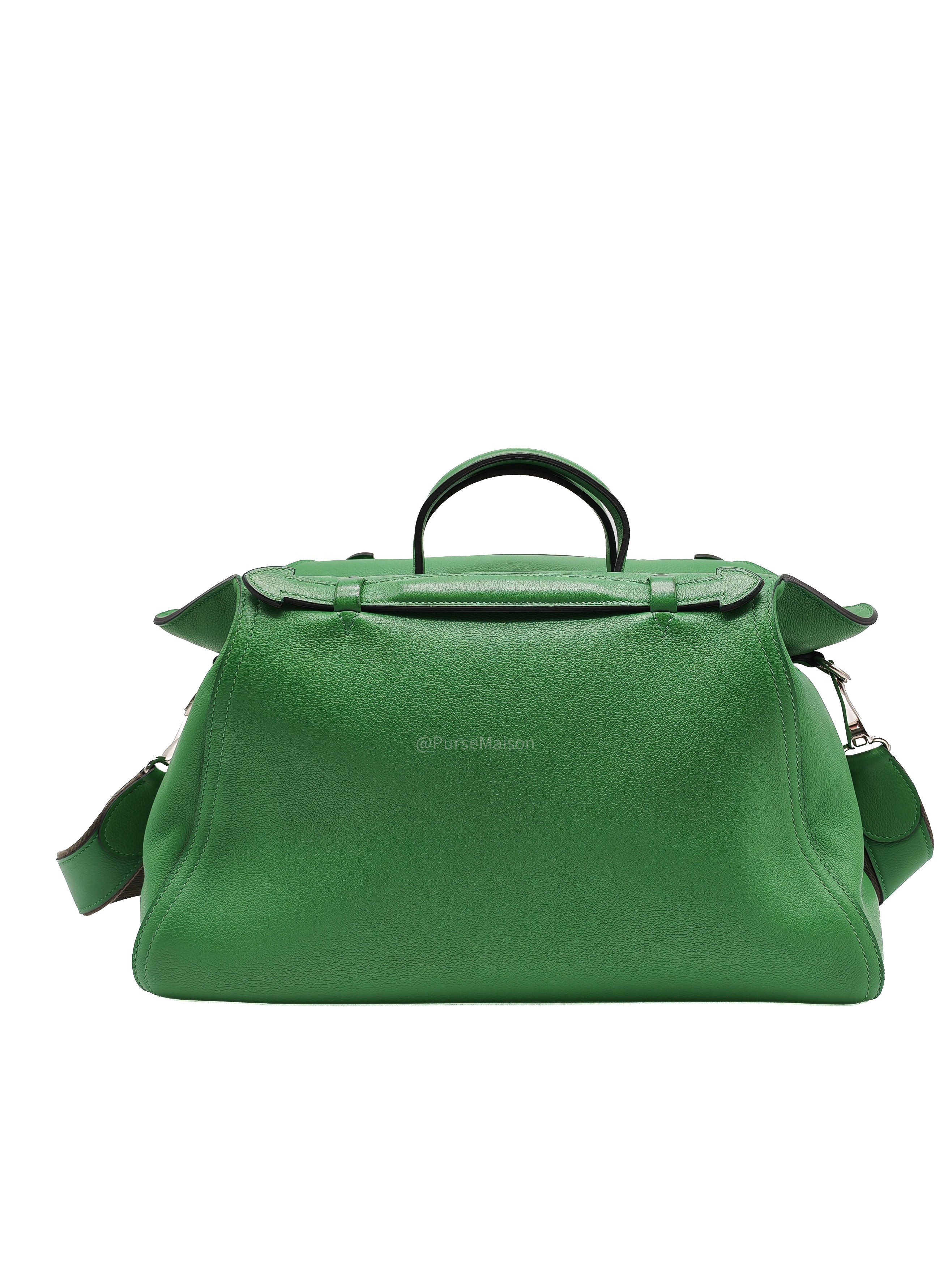 HERMÈS Sac Oxer Top Handle Bag Lager in Bambou Evercolor Leather Palladium Hardware Stamp T(2015) | Purse Maison Luxury Bags Shop