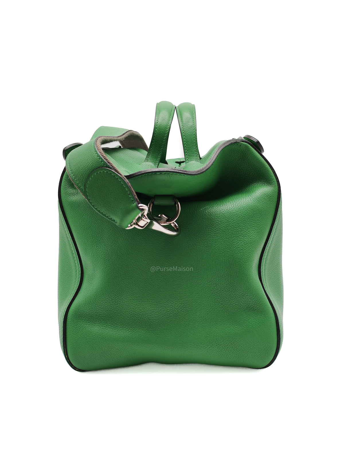 HERMÈS Sac Oxer Top Handle Bag Lager in Bambou Evercolor Leather Palladium Hardware Stamp T(2015) | Purse Maison Luxury Bags Shop