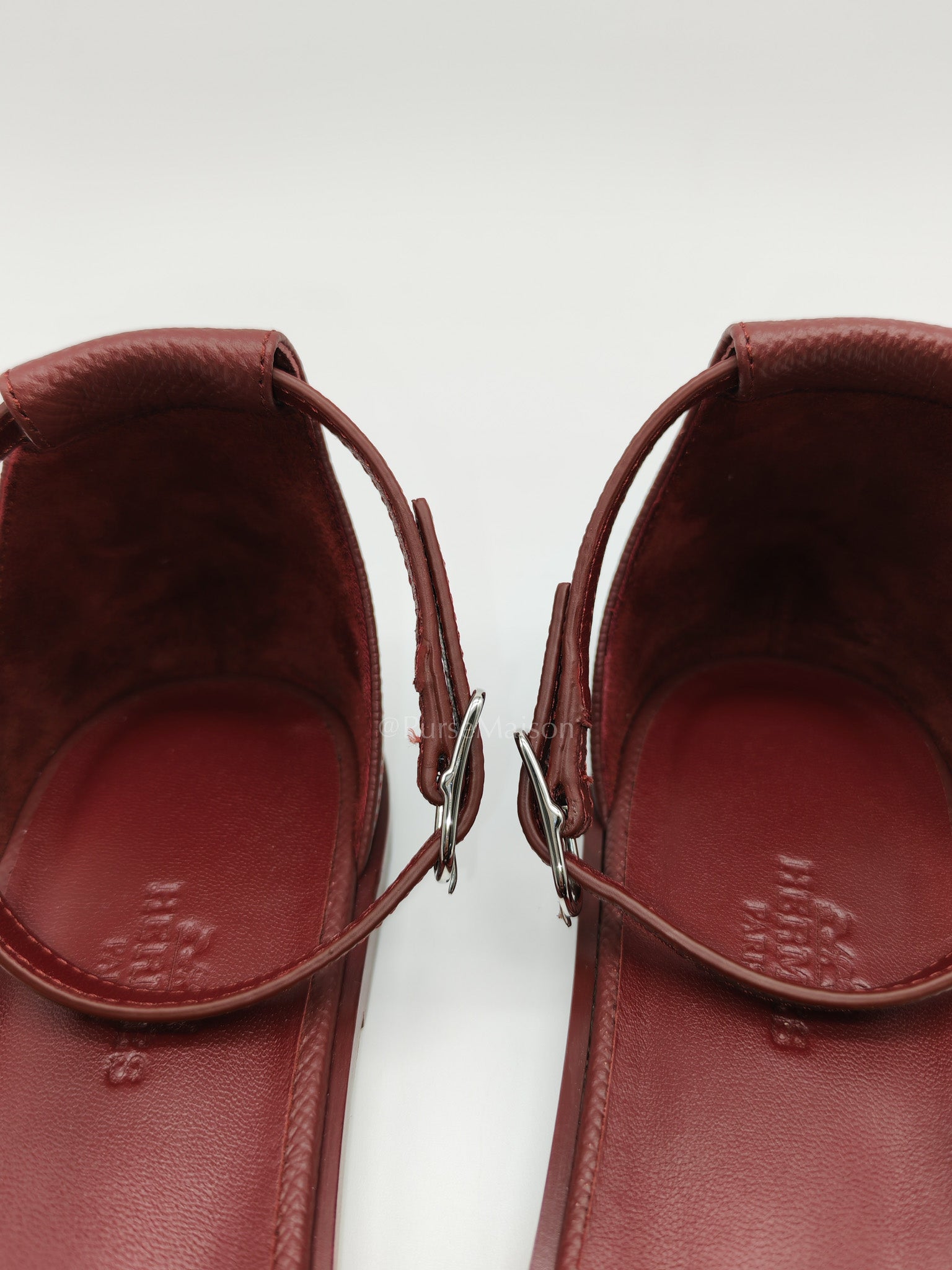 Hermes Santorini Sandals in Rouge Epsom Leather Size 37EU (23.5cm) | Purse Maison Luxury Bags Shop