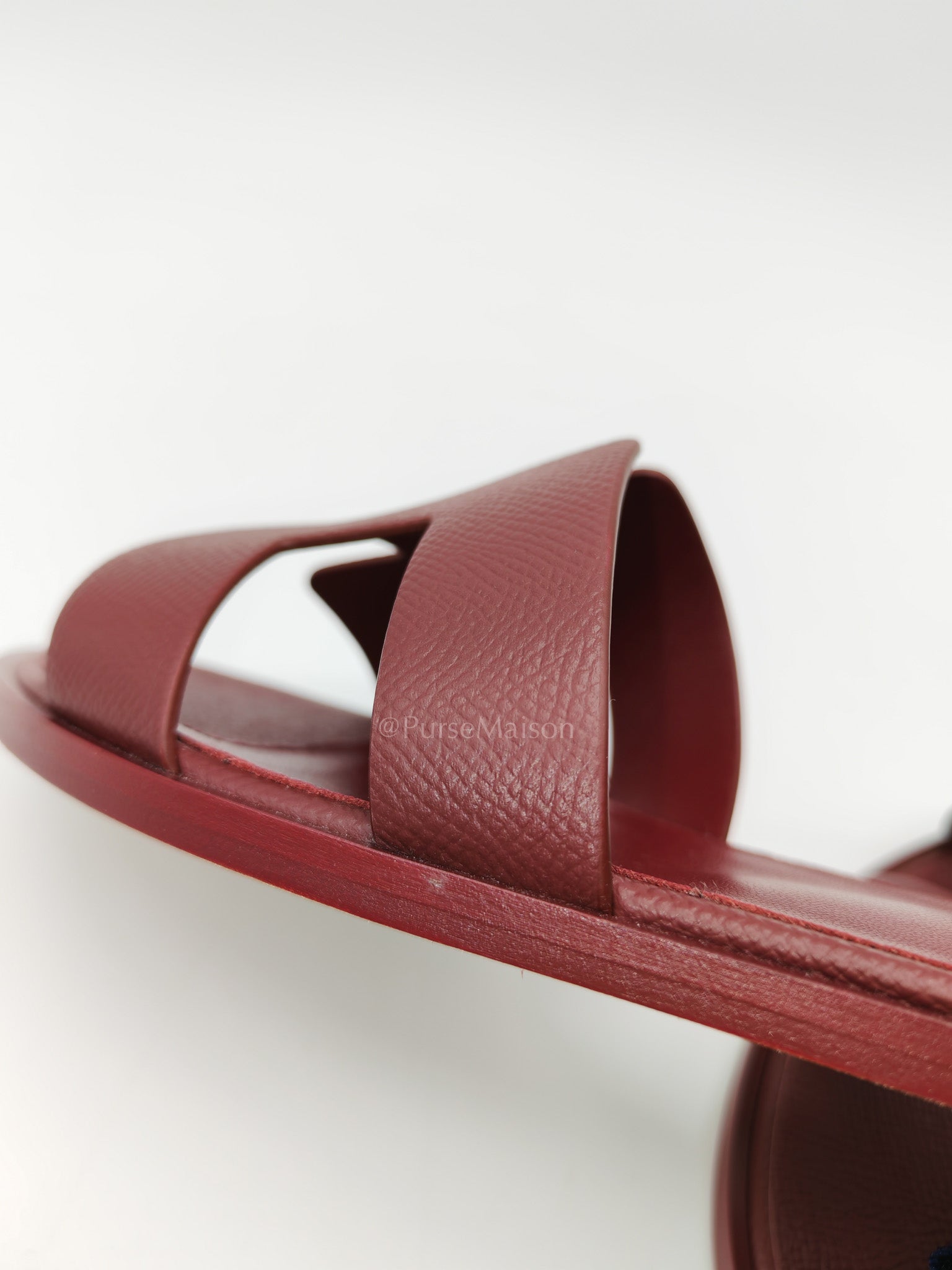 Hermes Santorini Sandals in Rouge Epsom Leather Size 37EU (23.5cm) | Purse Maison Luxury Bags Shop