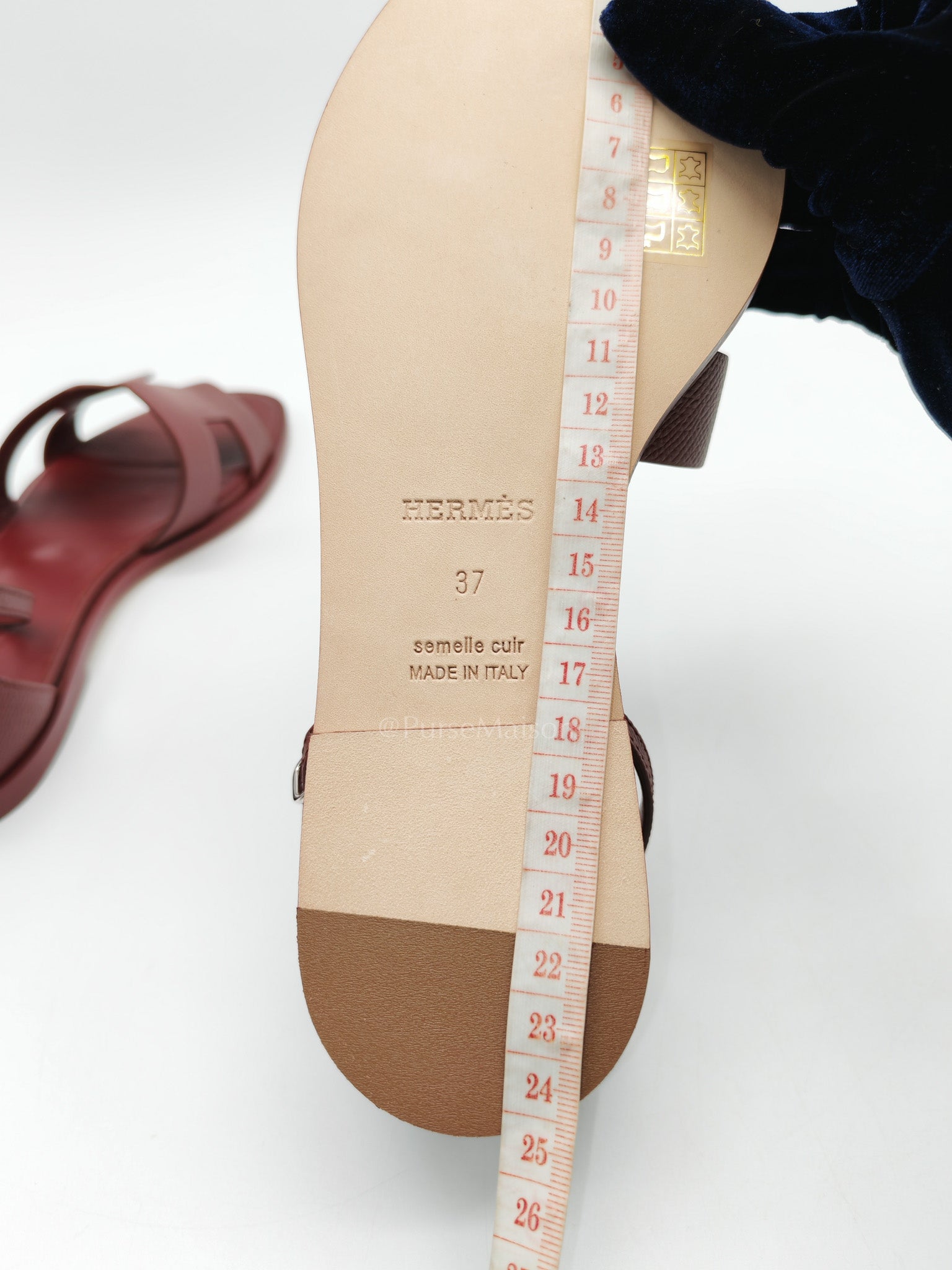 Hermes Santorini Sandals in Rouge Epsom Leather Size 37EU (23.5cm) | Purse Maison Luxury Bags Shop
