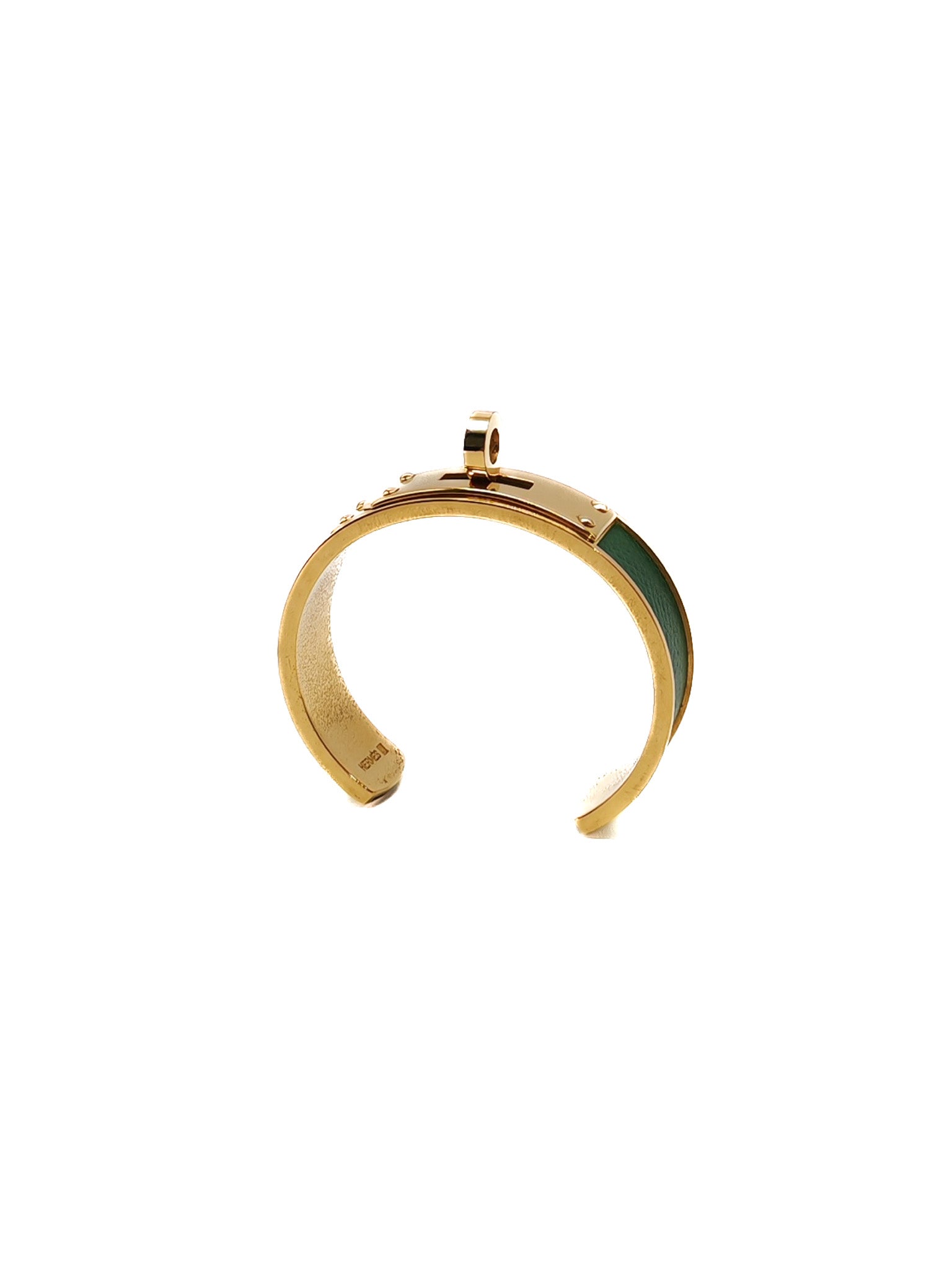 Hermes Vintage Kelly Bangle in Vert Epsom Leather Gold Hardware | Purse Maison Luxury Bags Shop