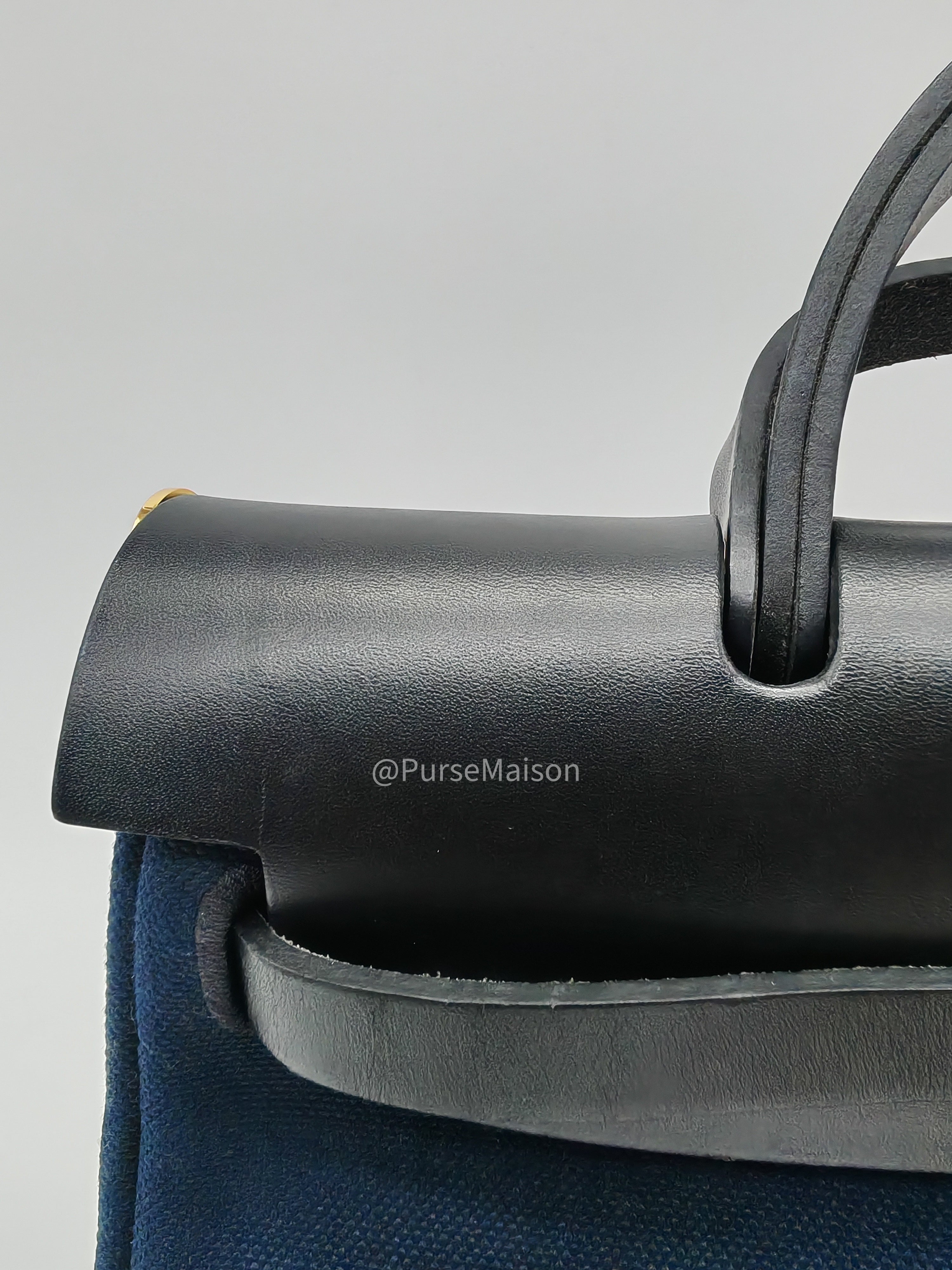 Hermes Zip 31 Blue Marine Canvas & Black Leather Gold Hardware Stamp Z(2021) | Purse Maison Luxury Bags Shop
