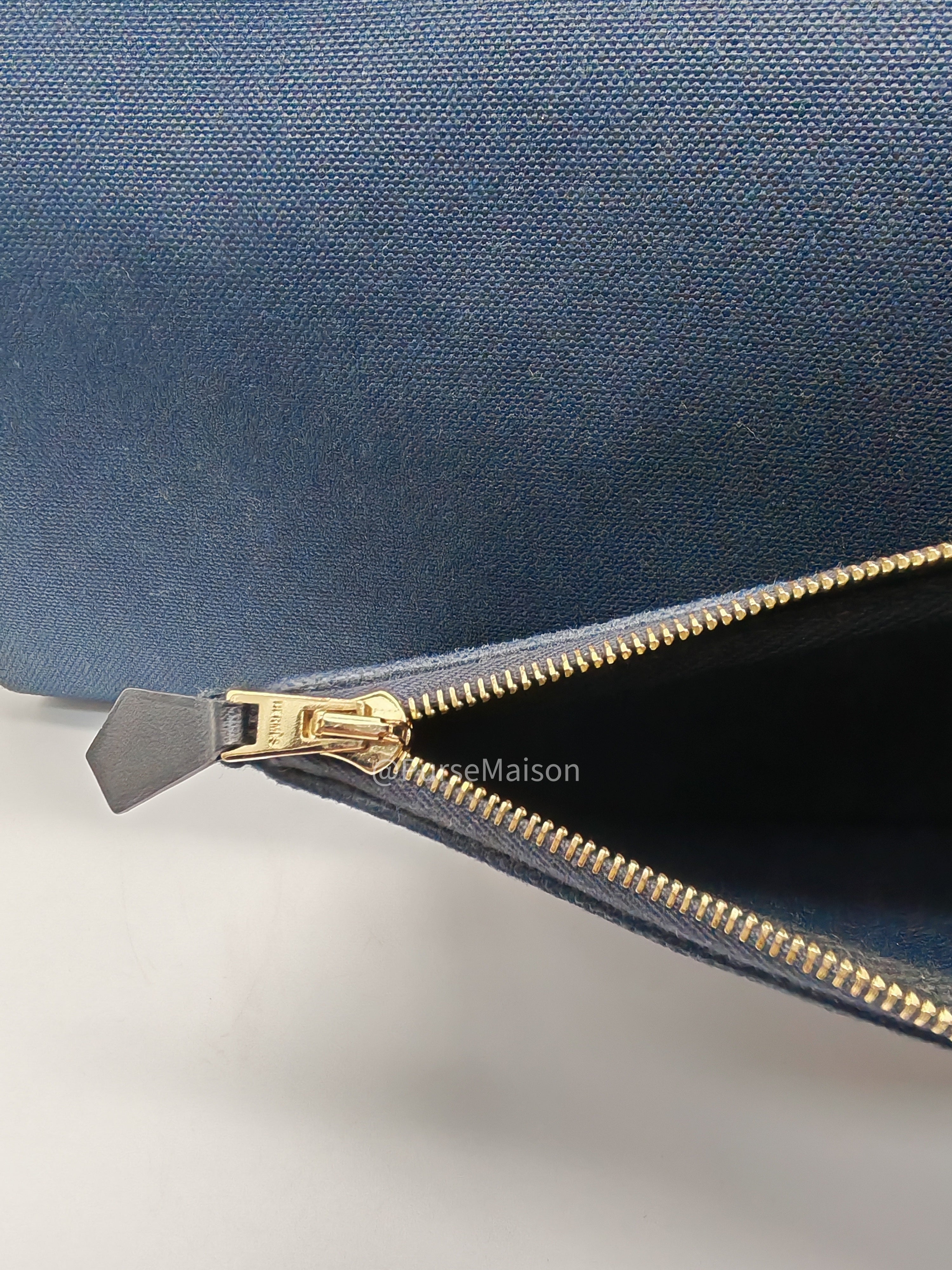 Hermes Zip 31 Blue Marine Canvas & Black Leather Gold Hardware Stamp Z(2021) | Purse Maison Luxury Bags Shop