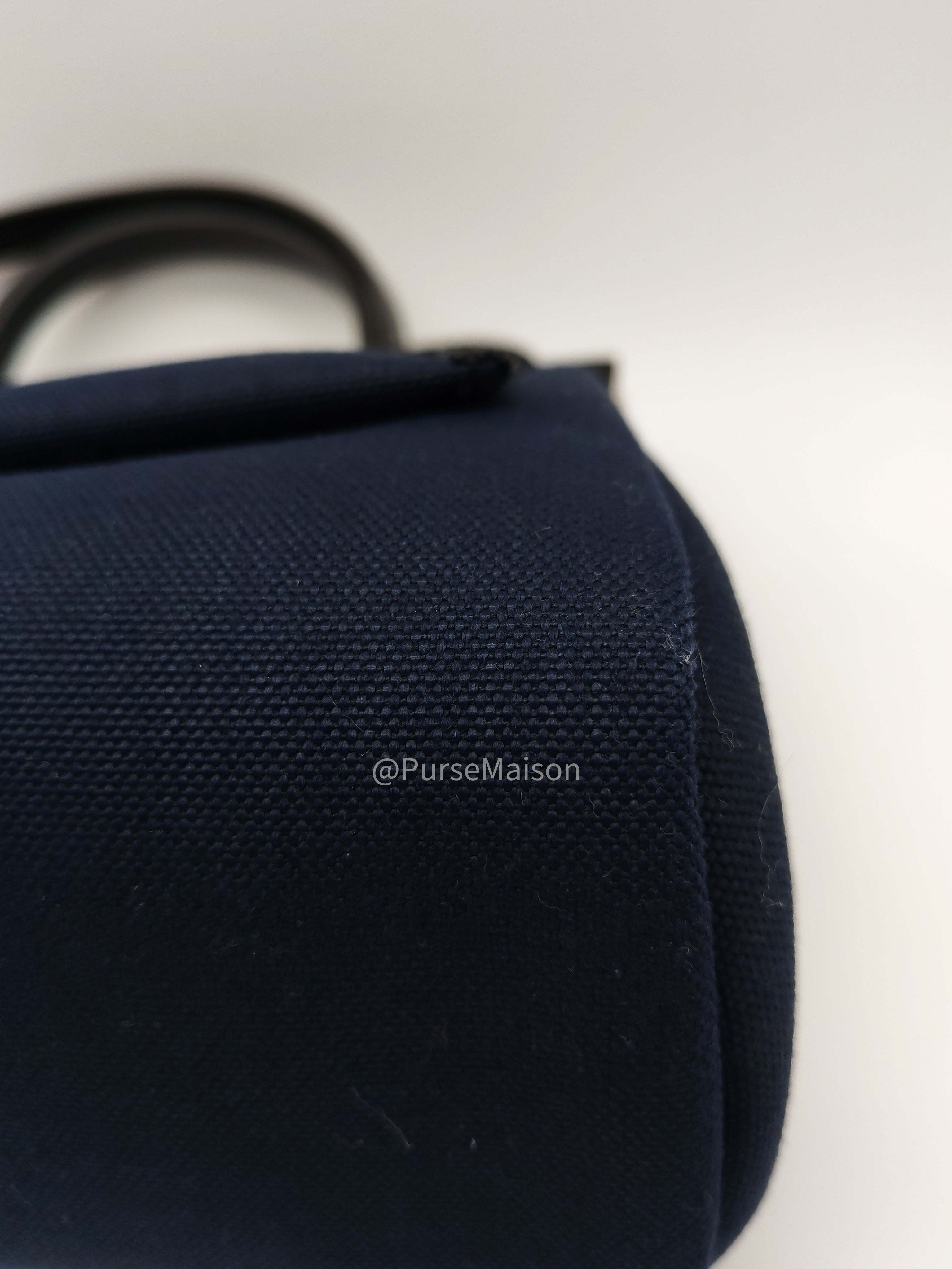 Hermes Zip 31 Blue Marine Canvas & Black Leather Gold Hardware Stamp Z(2021)