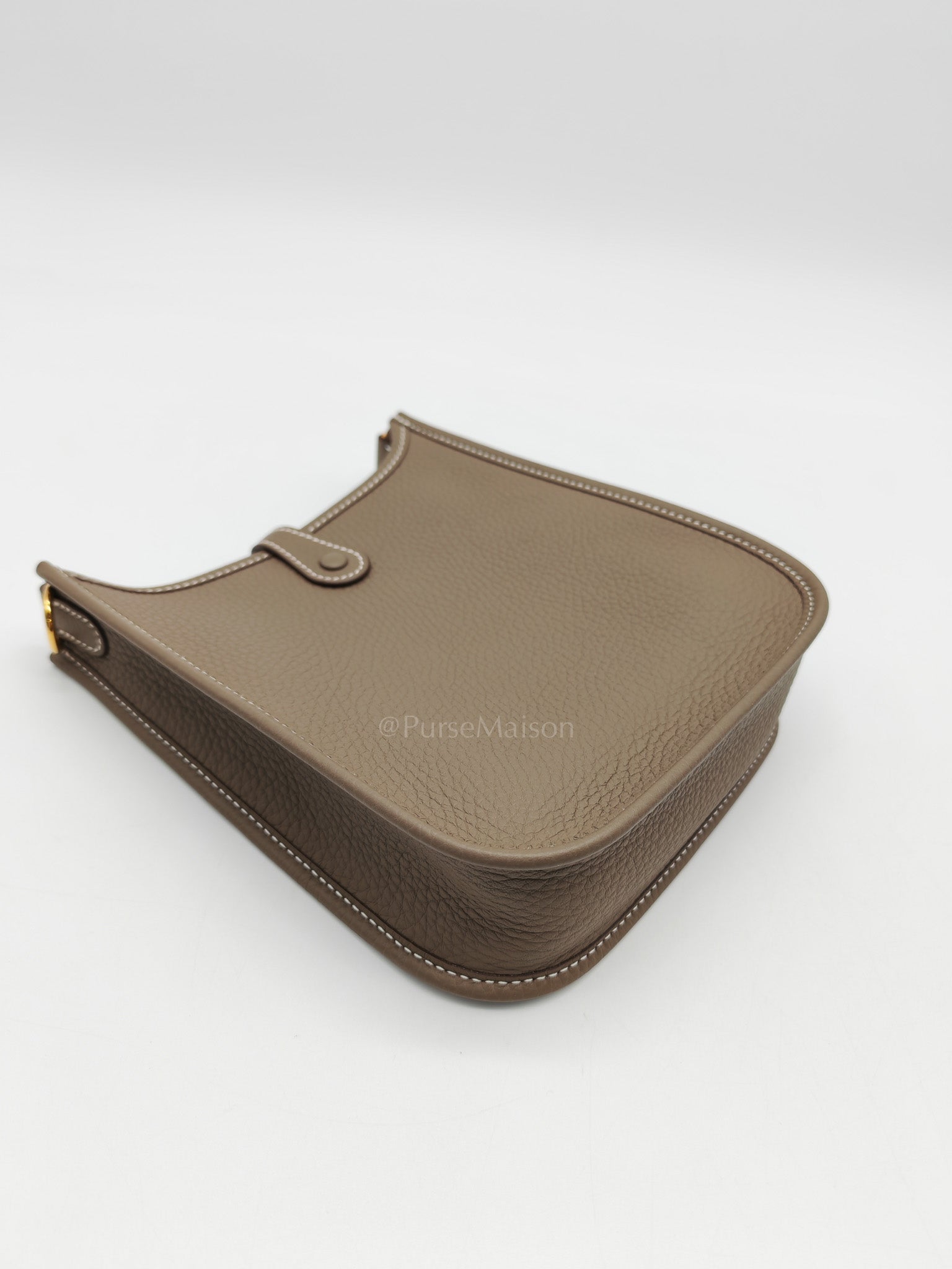 Hermes Evelyne 16 TPM in Etoupe Clemence with Navy Blue Strap Leather Gold Hardware Stamp W(2024)