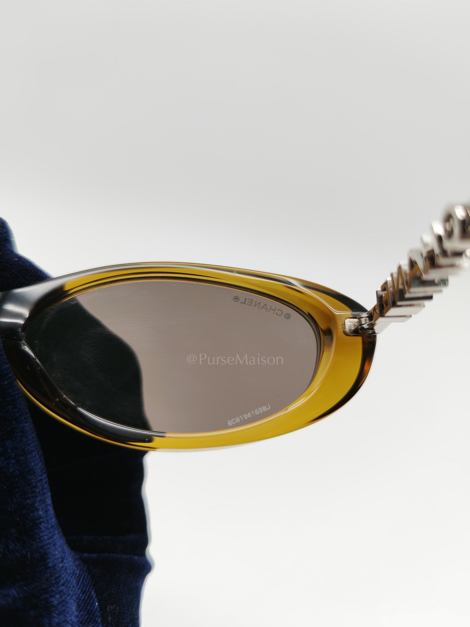 Oval Acetate & Metal Olive and Dark Brown Lens Sunglasses