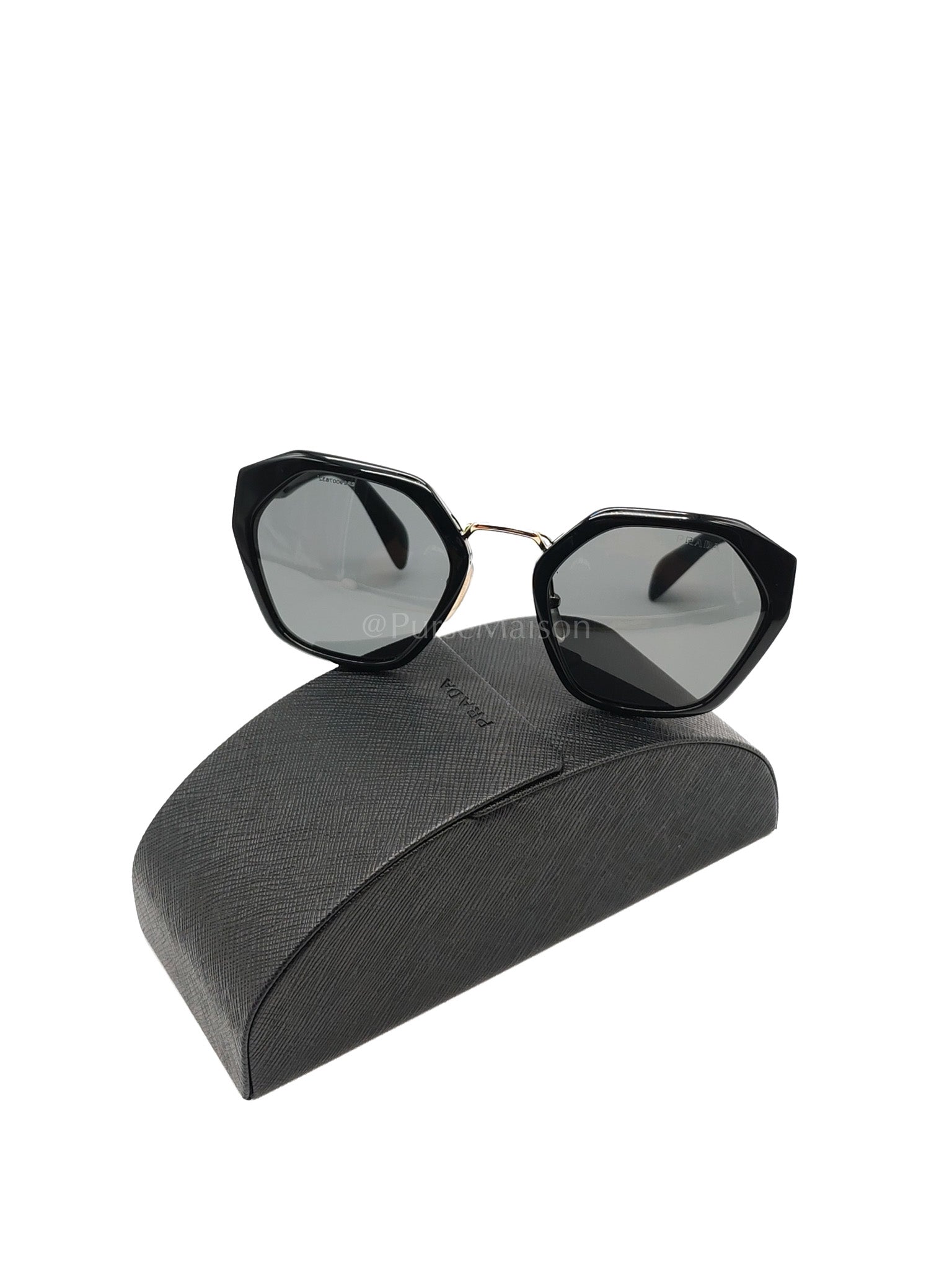 Hexagonal Sunglasses Black SPR 04T | Purse Maison Luxury Bags Shop