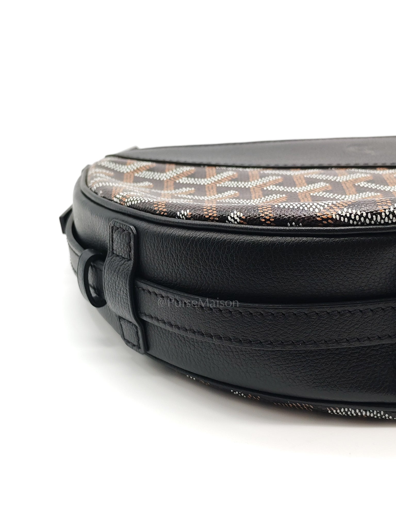 Hirondelle Shoulder Bag in Black Goyardine Canvas & Silver Hardware | Purse Maison Luxury Bags Shop