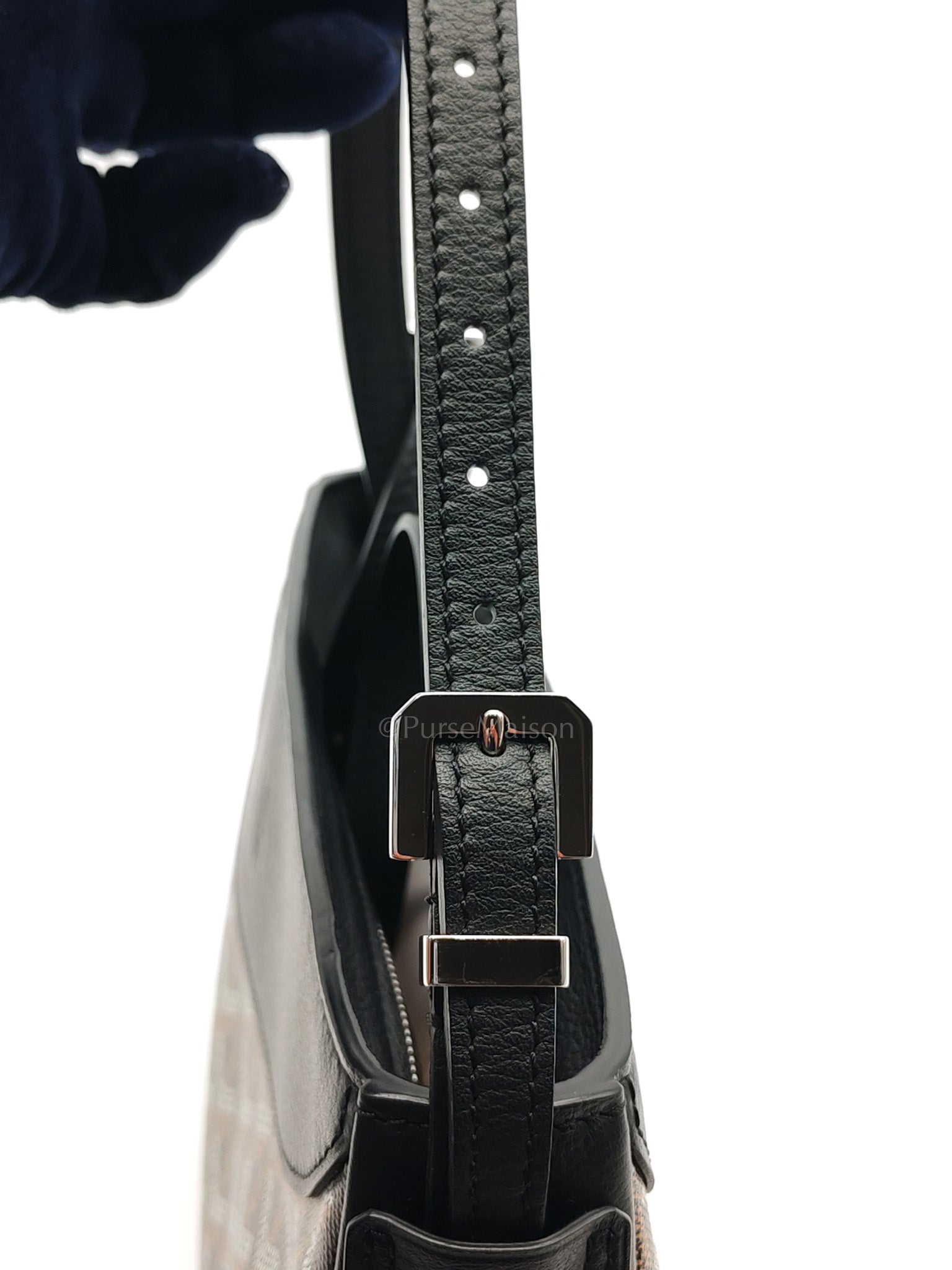 Hirondelle Shoulder Bag in Black Goyardine Canvas & Silver Hardware | Purse Maison Luxury Bags Shop