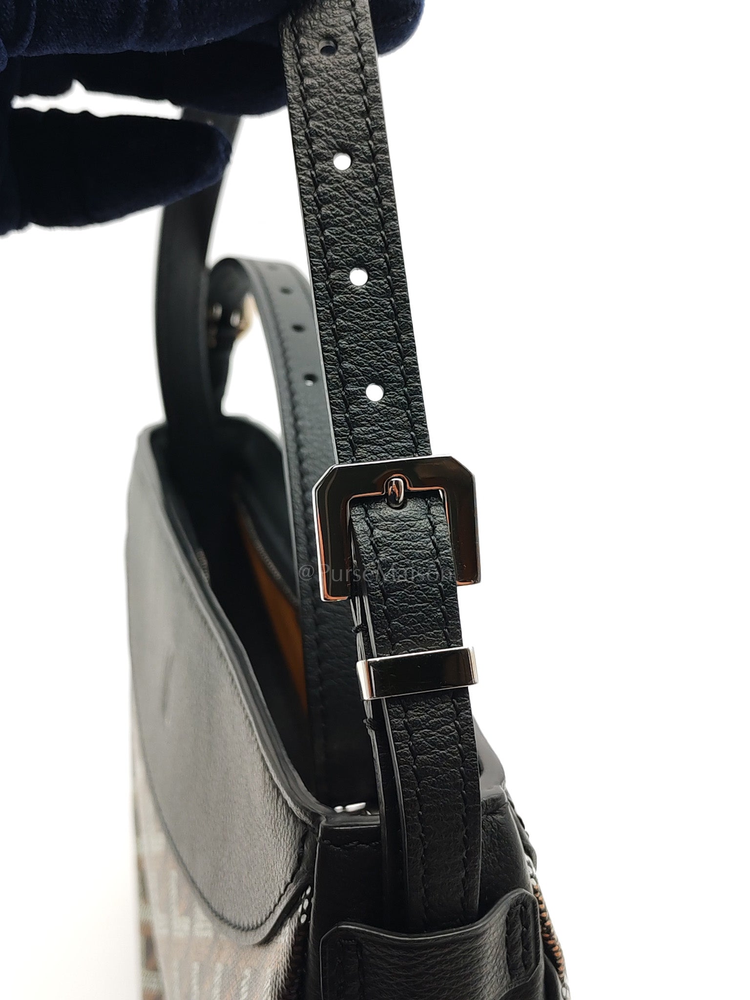 Hirondelle Shoulder Bag in Black Goyardine Canvas & Silver Hardware | Purse Maison Luxury Bags Shop