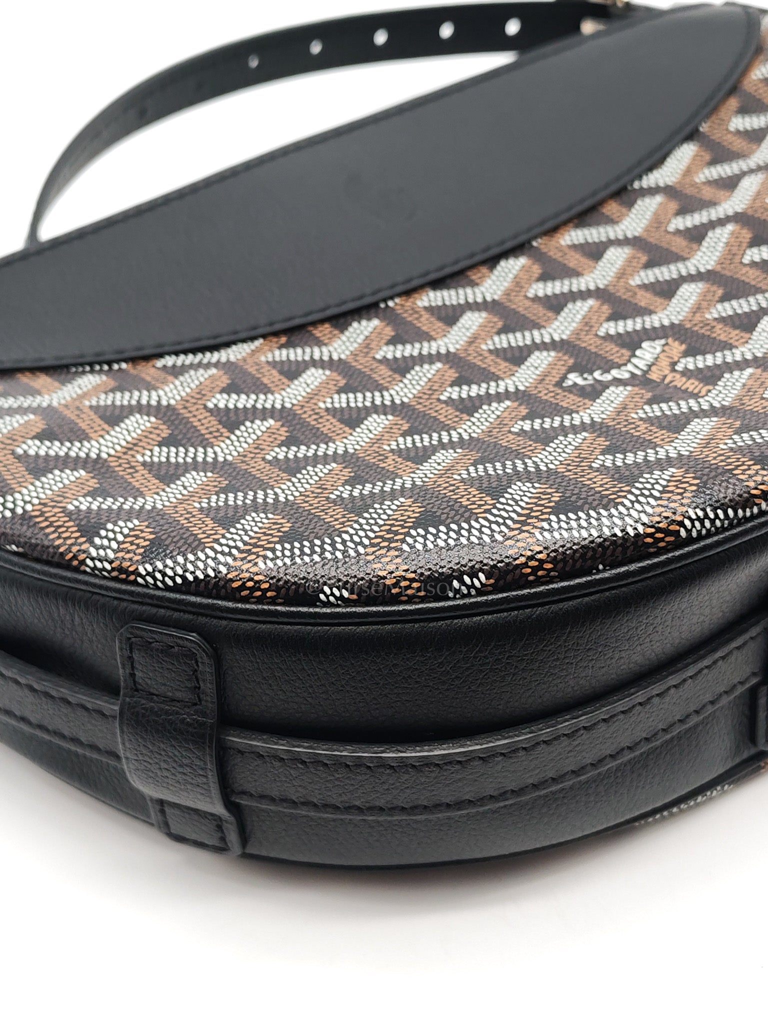 Hirondelle Shoulder Bag in Black Goyardine Canvas & Silver Hardware | Purse Maison Luxury Bags Shop