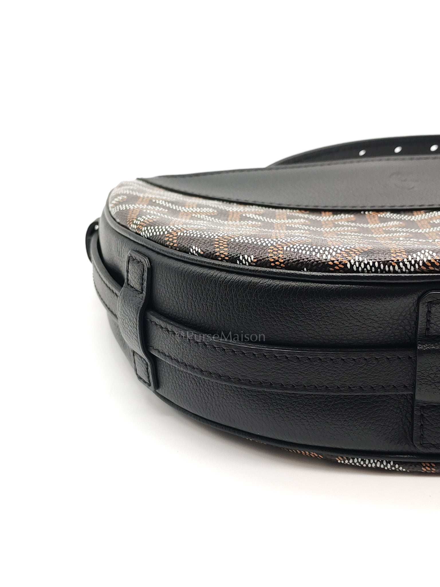 Hirondelle Shoulder Bag in Black Goyardine Canvas & Silver Hardware | Purse Maison Luxury Bags Shop