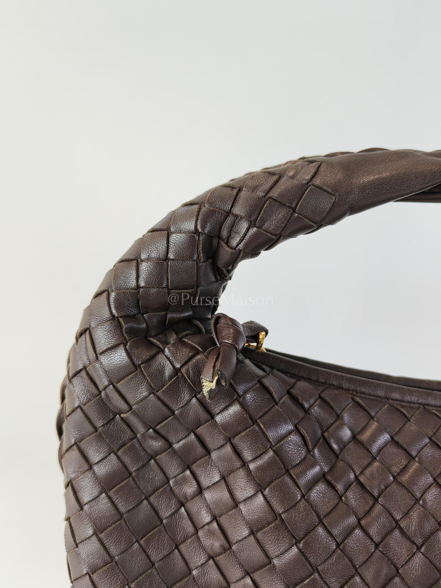 Hobo Bag in Dark Brown Intrecciato Woven Leather | Purse Maison Luxury Bags Shop