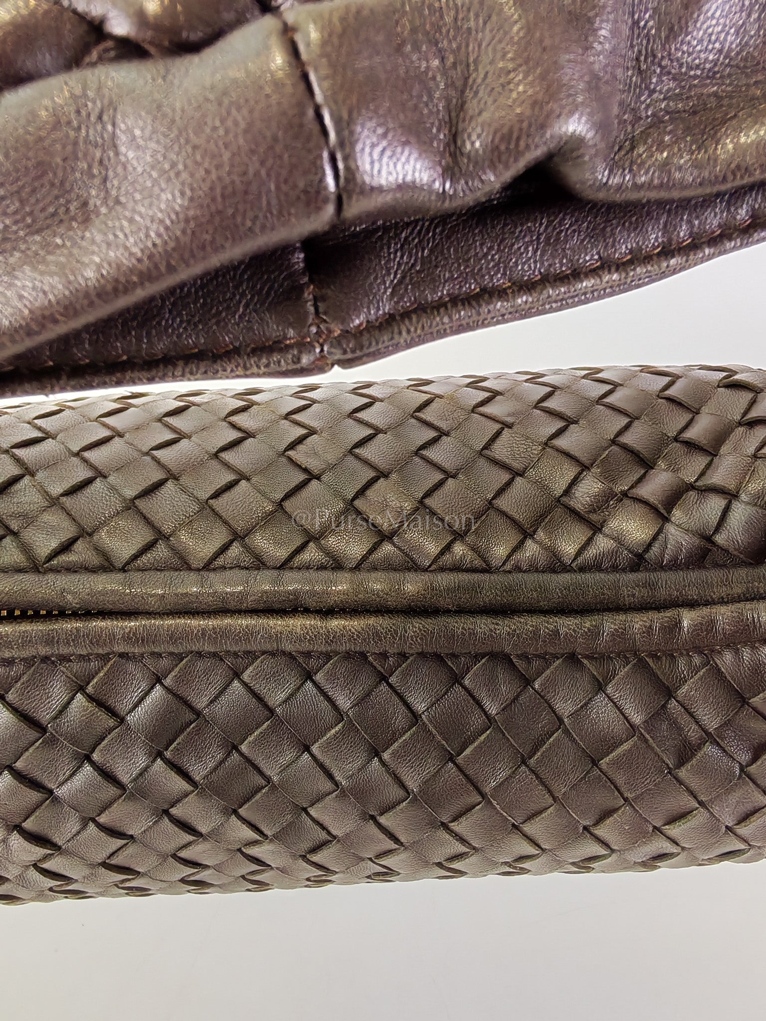 Hobo Bag in Dark Brown Intrecciato Woven Leather | Purse Maison Luxury Bags Shop