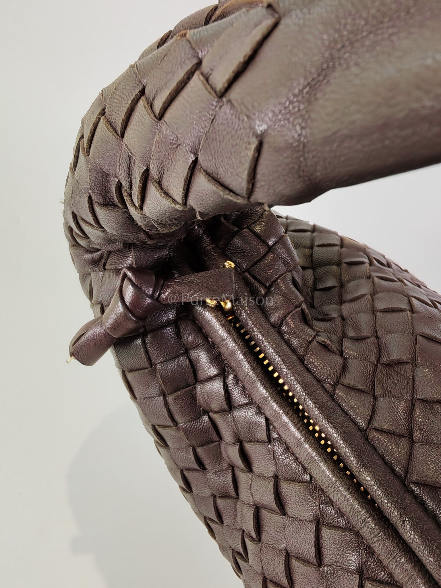 Hobo Bag in Dark Brown Intrecciato Woven Leather | Purse Maison Luxury Bags Shop