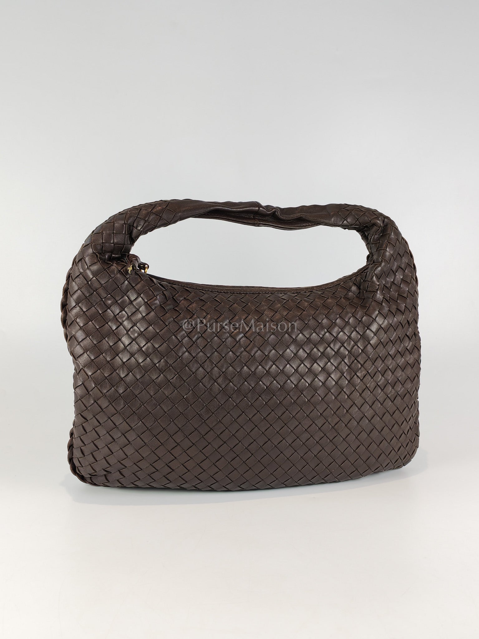 Hobo Bag in Dark Brown Intrecciato Woven Leather | Purse Maison Luxury Bags Shop